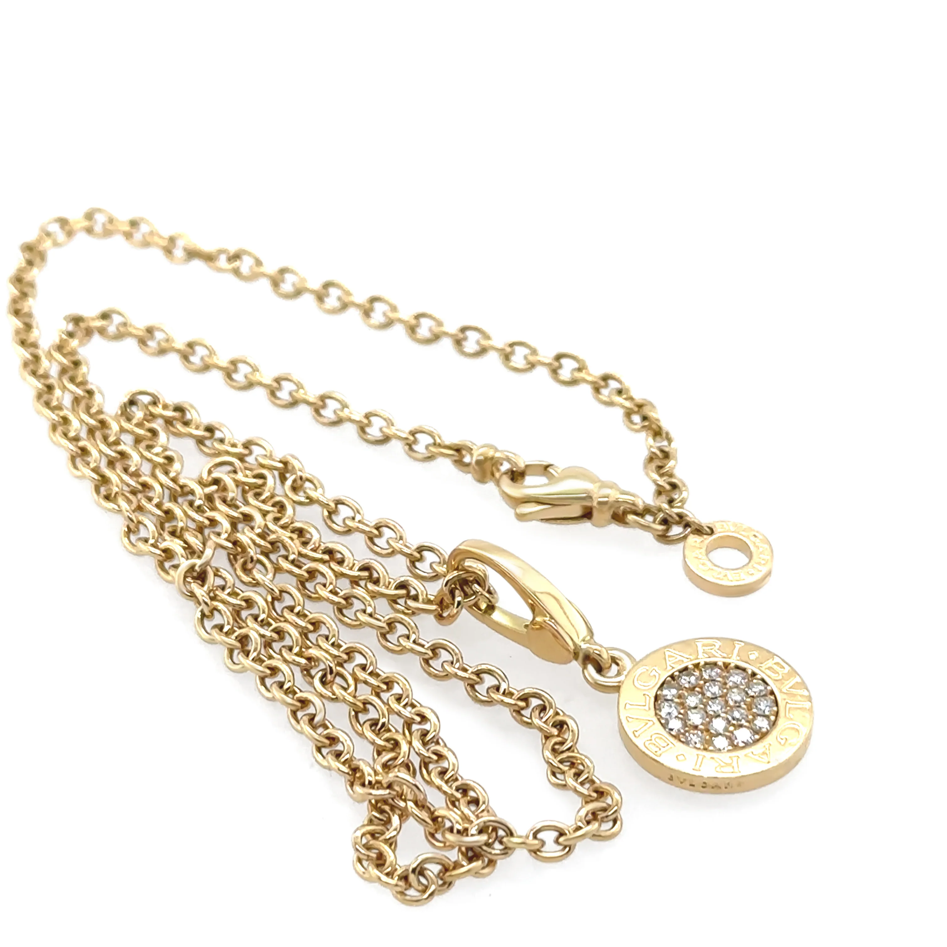 Bvlgari Rare 18ct Yellow Gold Pave Diamond Pendant with Chain 14.95g - Image 5