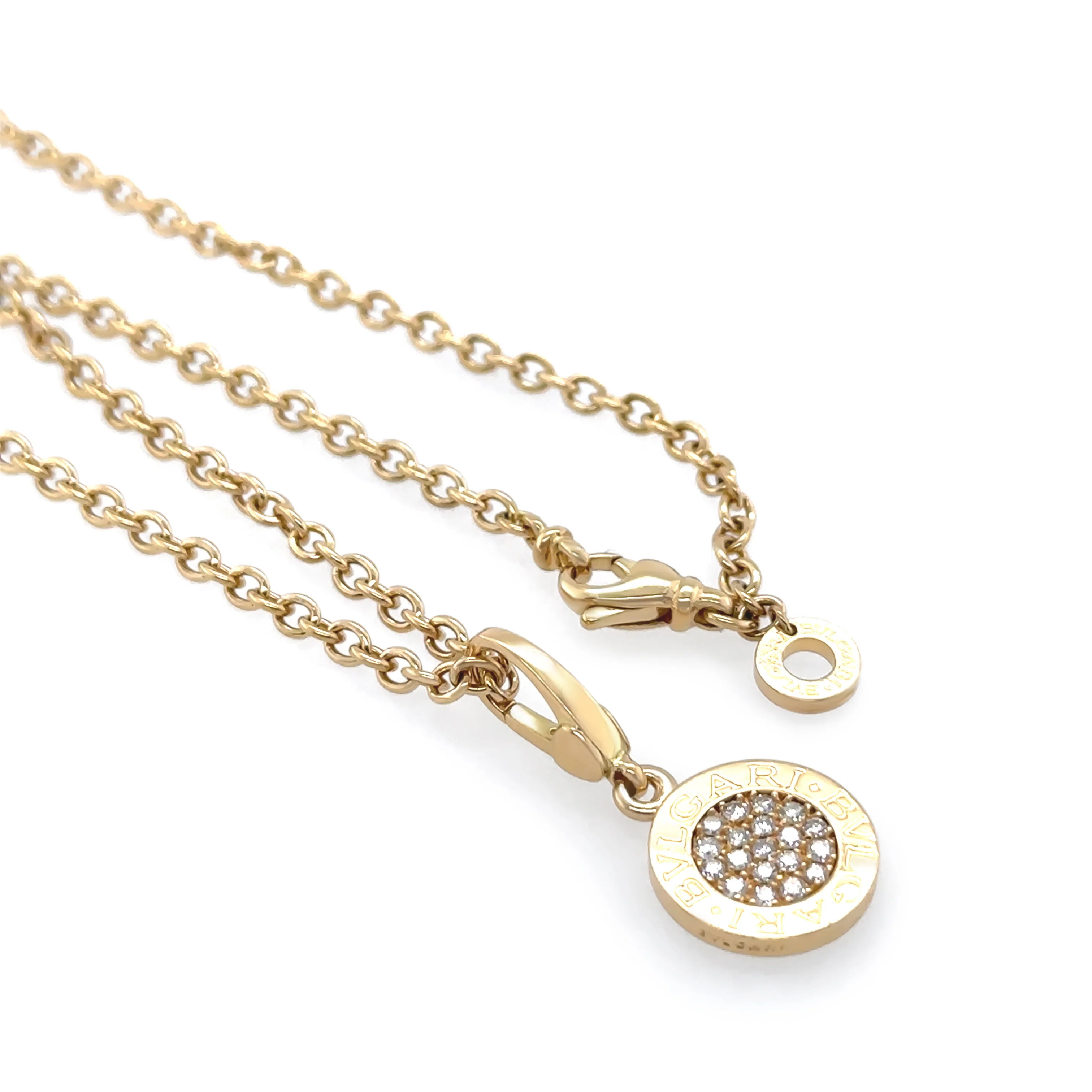 Bvlgari Rare 18ct Yellow Gold Pave Diamond Pendant with Chain 14.95g - Image 6