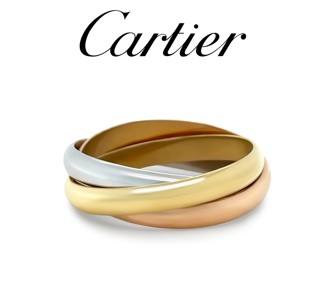Cartier 18ct 3 Tone Gold Trinity Ring 8.46g