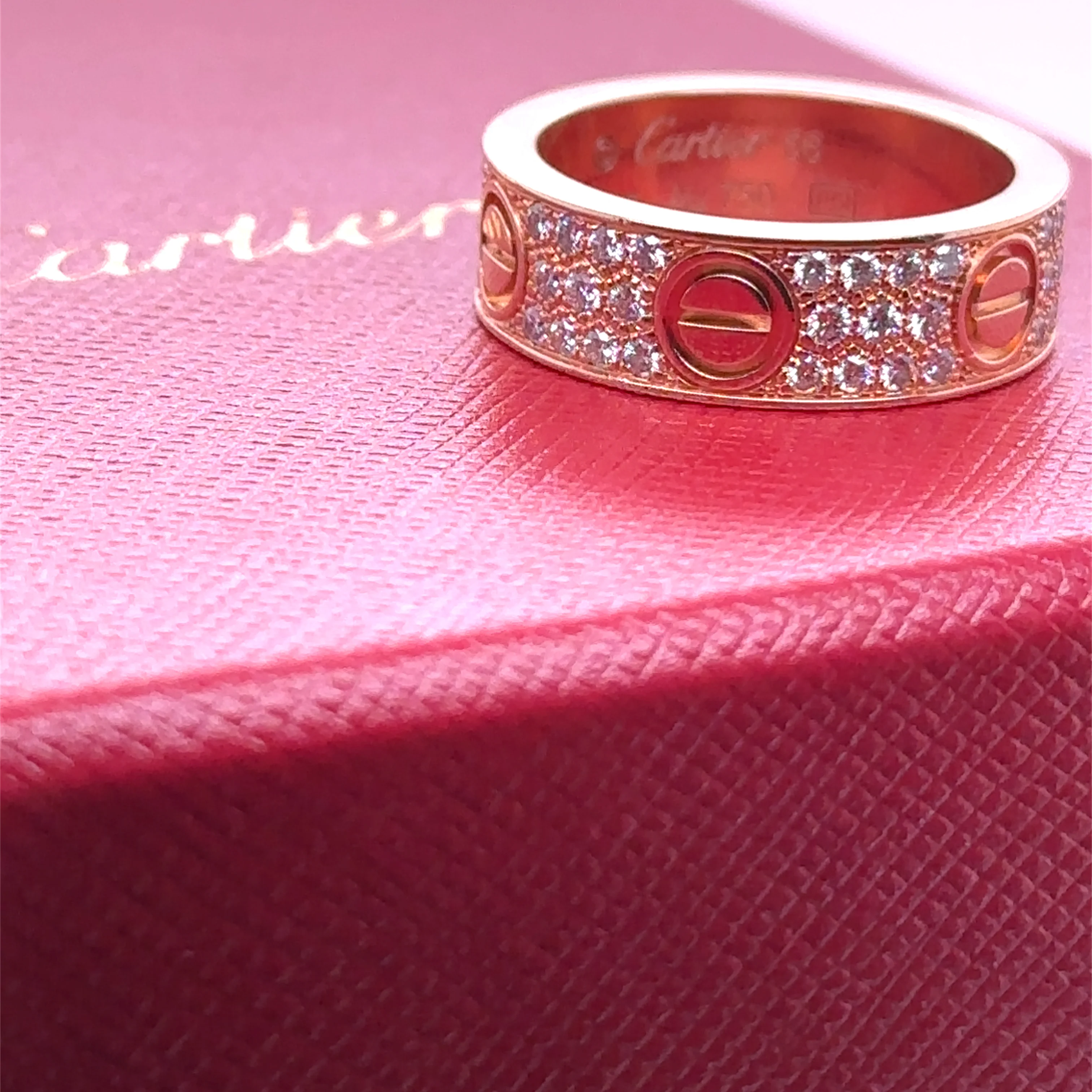 Cartier 18ct Rose Gold Love Classic Pavé Diamond Ring 0.70ct - Image 7