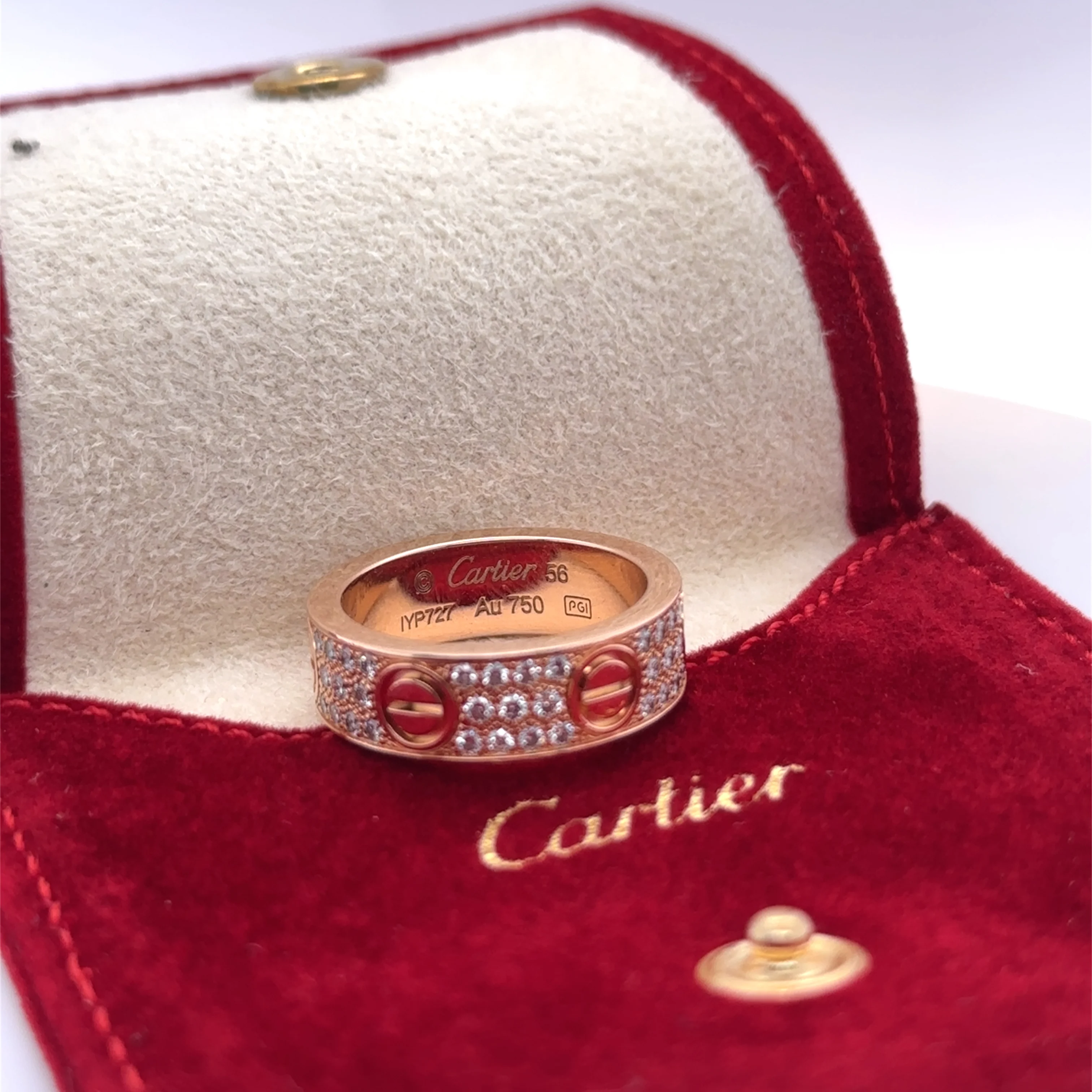 Cartier 18ct Rose Gold Love Classic Pavé Diamond Ring 0.70ct - Image 8