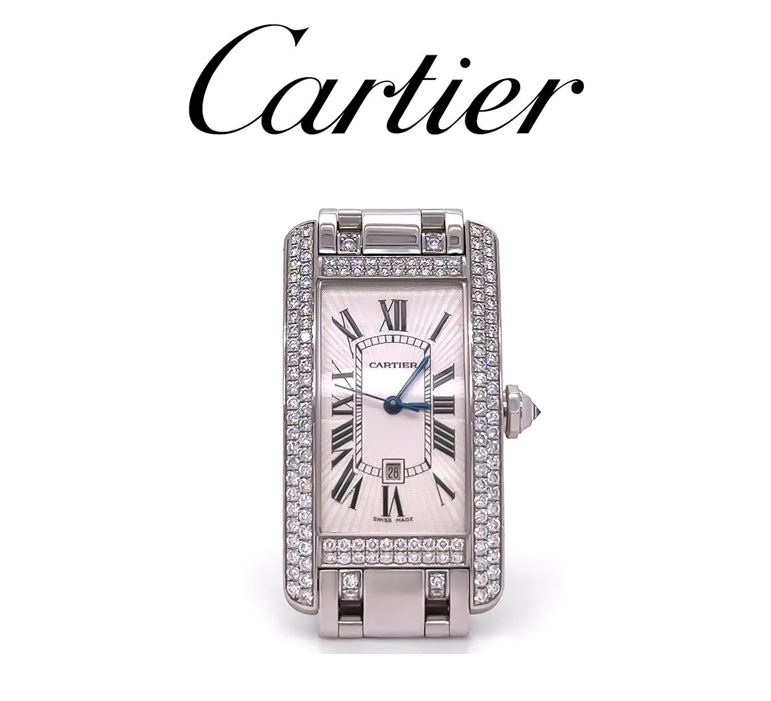 Cartier 18ct White Gold Tank Américaine Diamond Watch 3.62ct