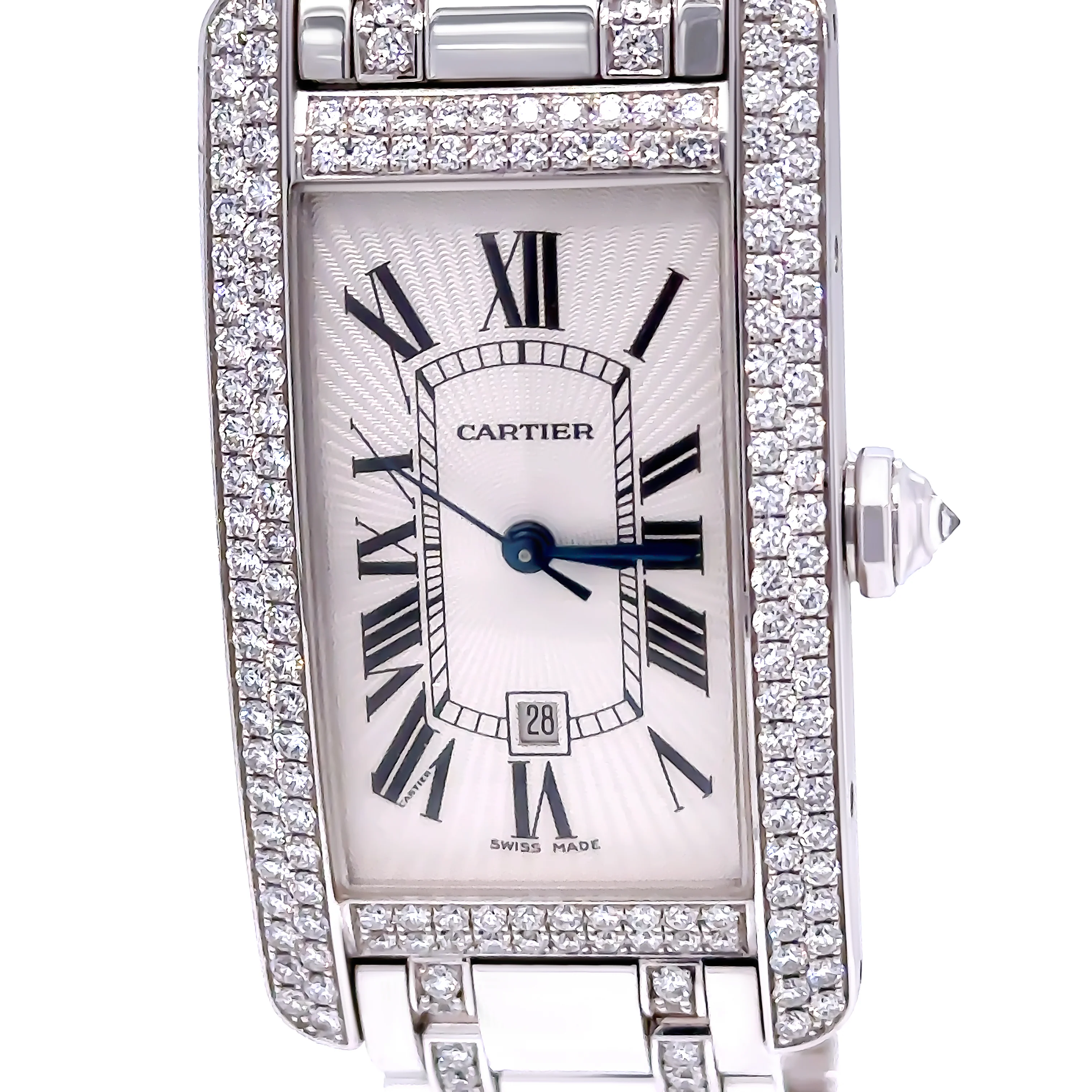 Cartier 18ct White Gold Tank Américaine Diamond Watch 3.62ct - Image 2