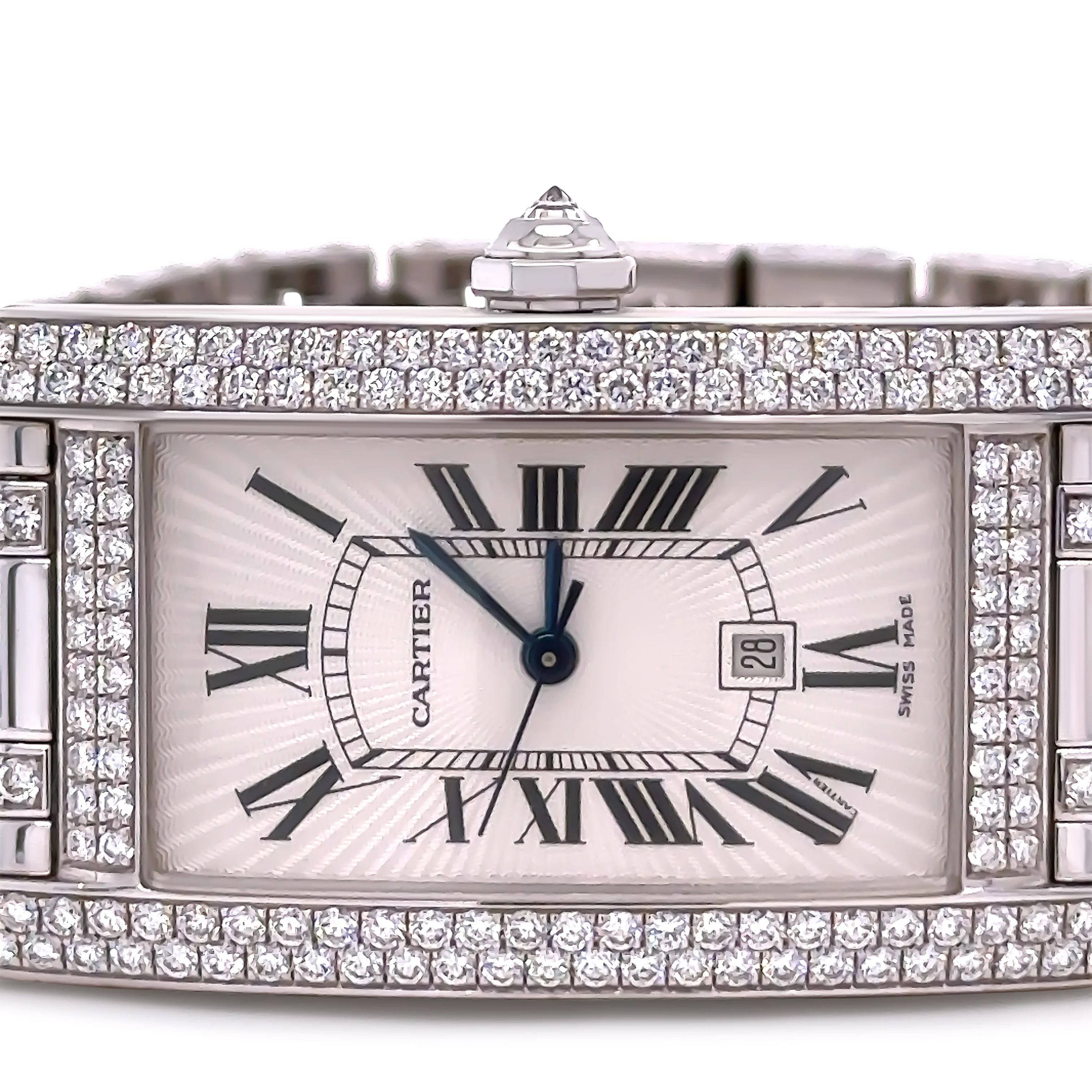 Cartier 18ct White Gold Tank Américaine Diamond Watch 3.62ct - Image 3