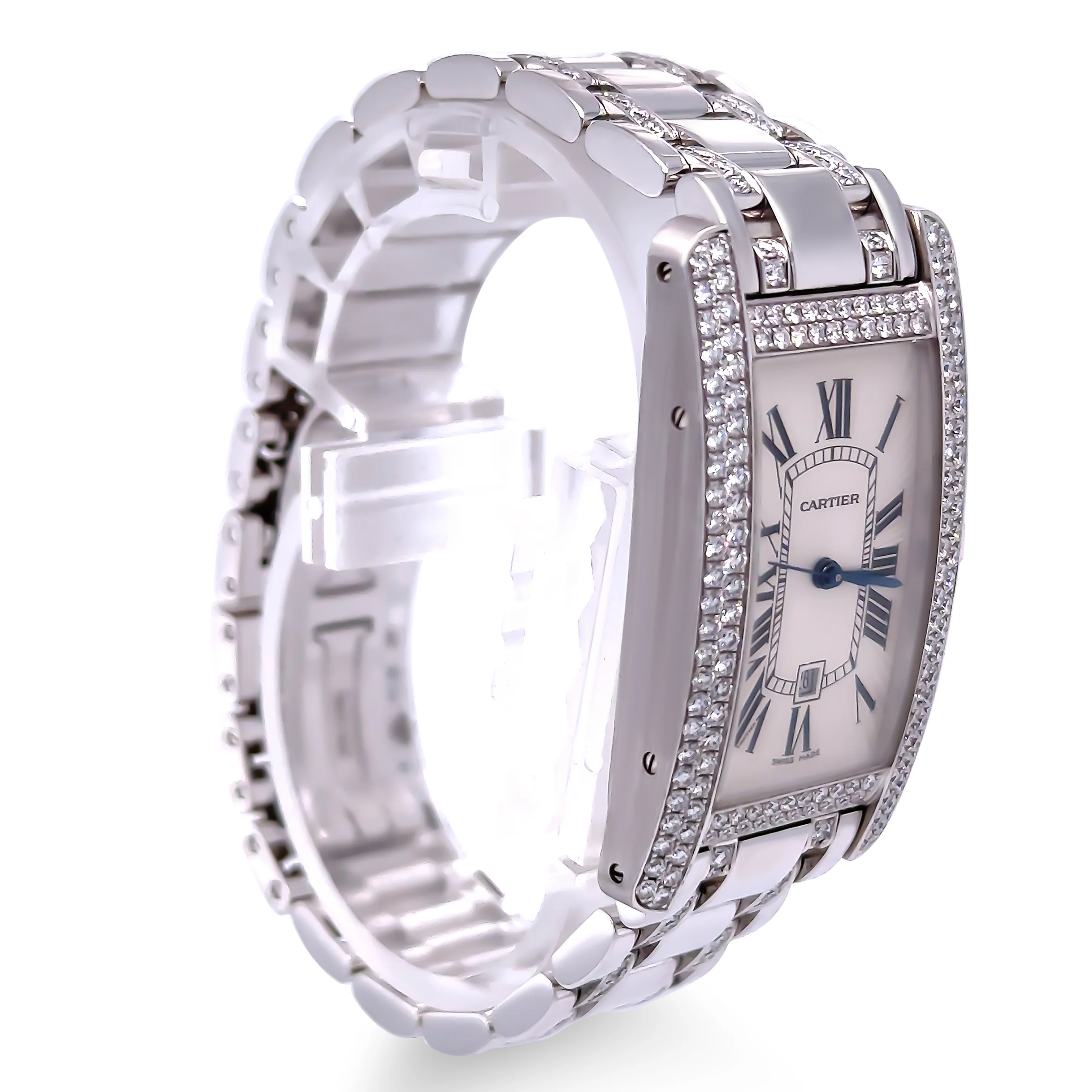 Cartier 18ct White Gold Tank Américaine Diamond Watch 3.62ct - Image 4