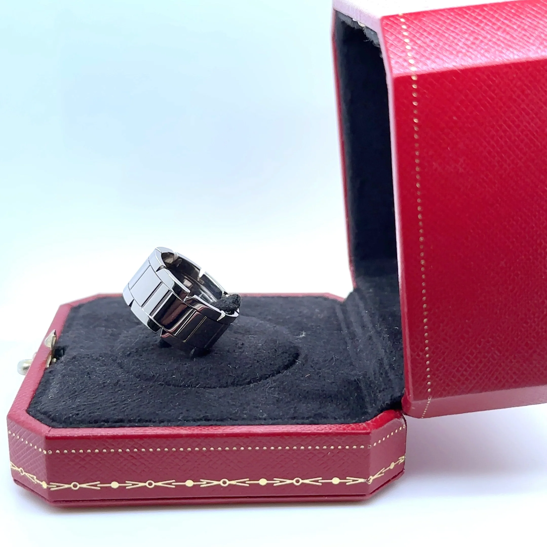 Cartier 18ct White Gold Tank Française Ring 14.81g - Image 8