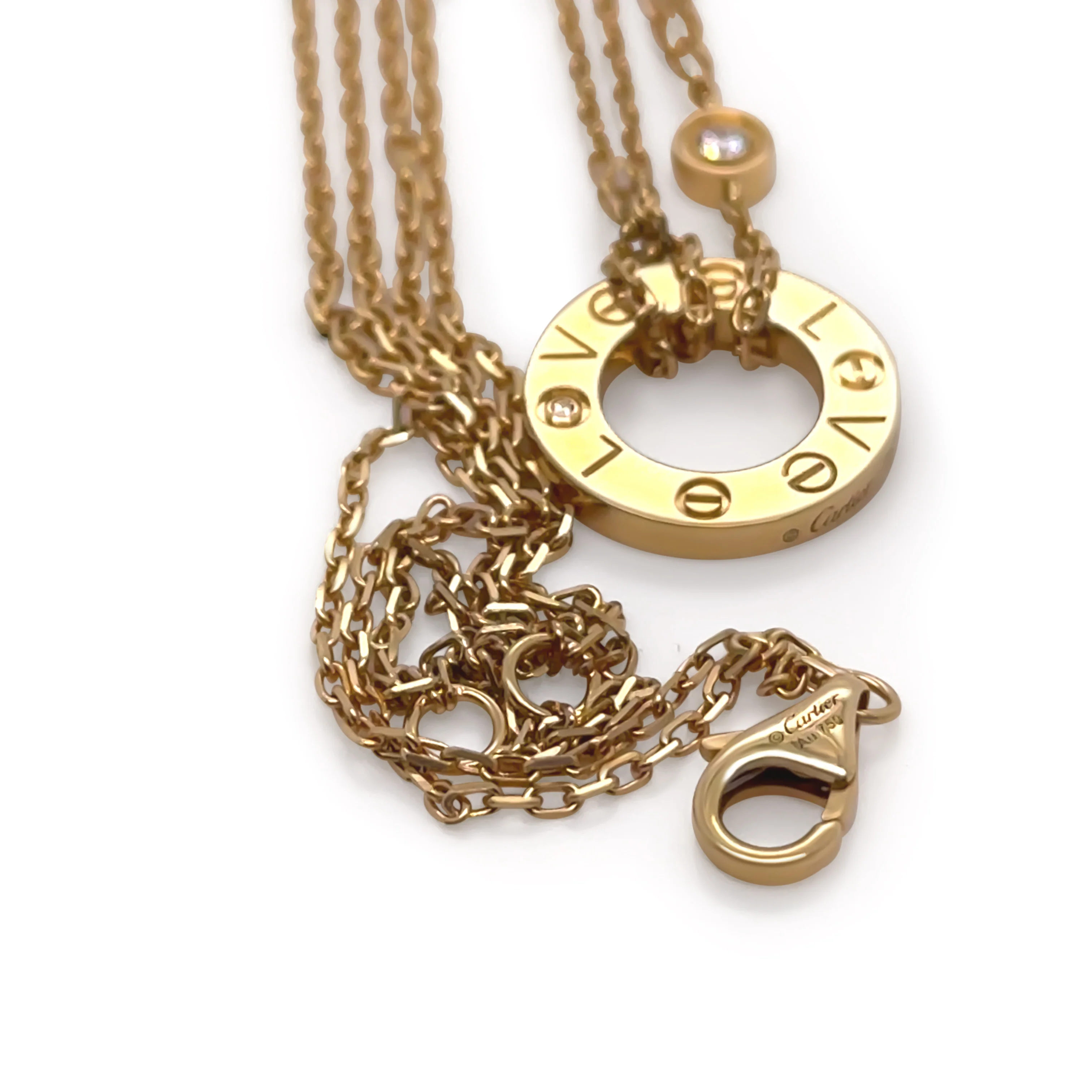 Cartier 18ct Yellow Gold Diamond Love Necklace 0.03ct 6.41g - Image 6