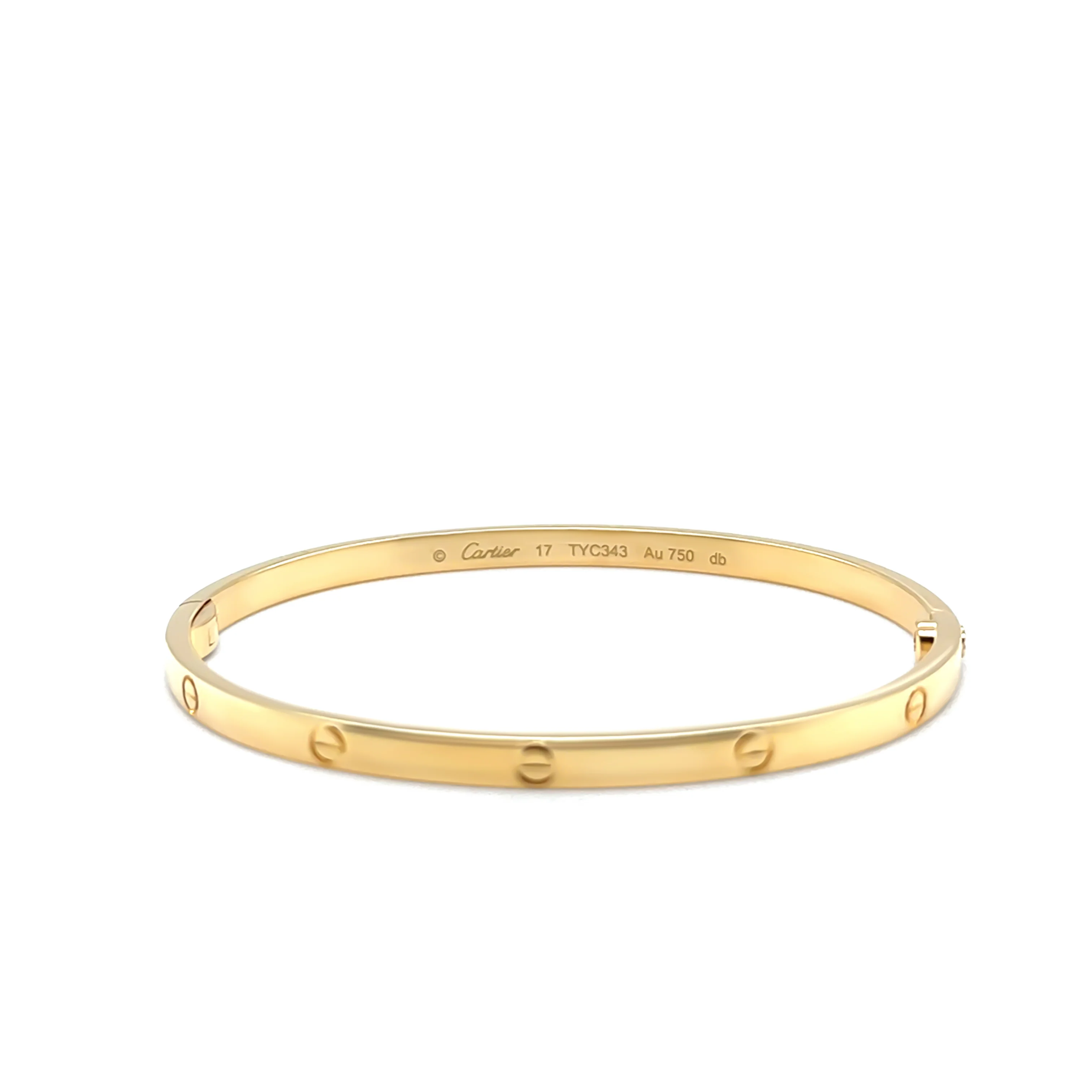 Cartier 18ct Yellow Gold Love Bracelet Small Model 19.31g – Size 17 - Image 4