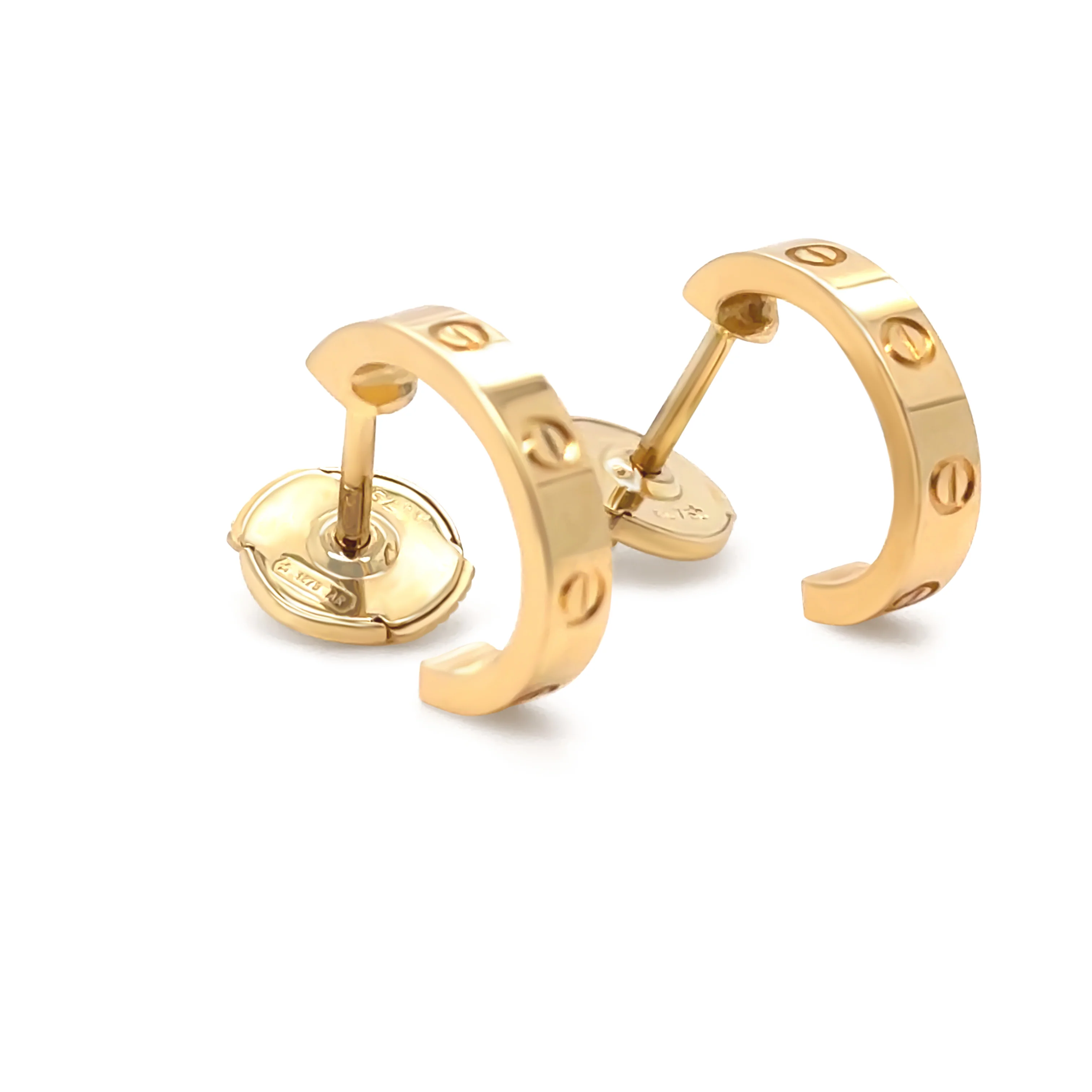 Cartier 18ct Yellow Gold Love Hoop Earrings Small Model 3.55g - Image 6