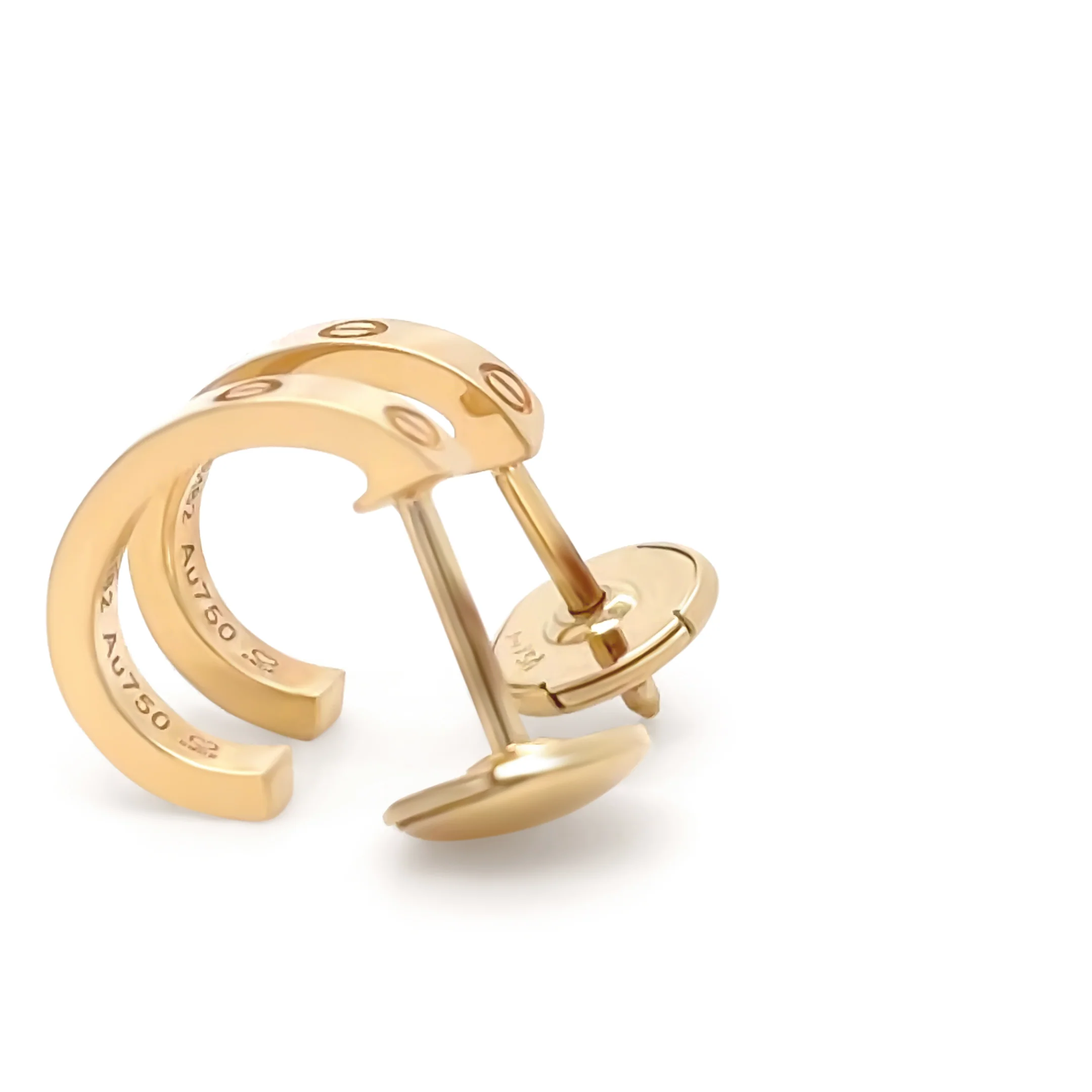 Cartier 18ct Yellow Gold Love Hoop Earrings Small Model 3.55g - Image 7