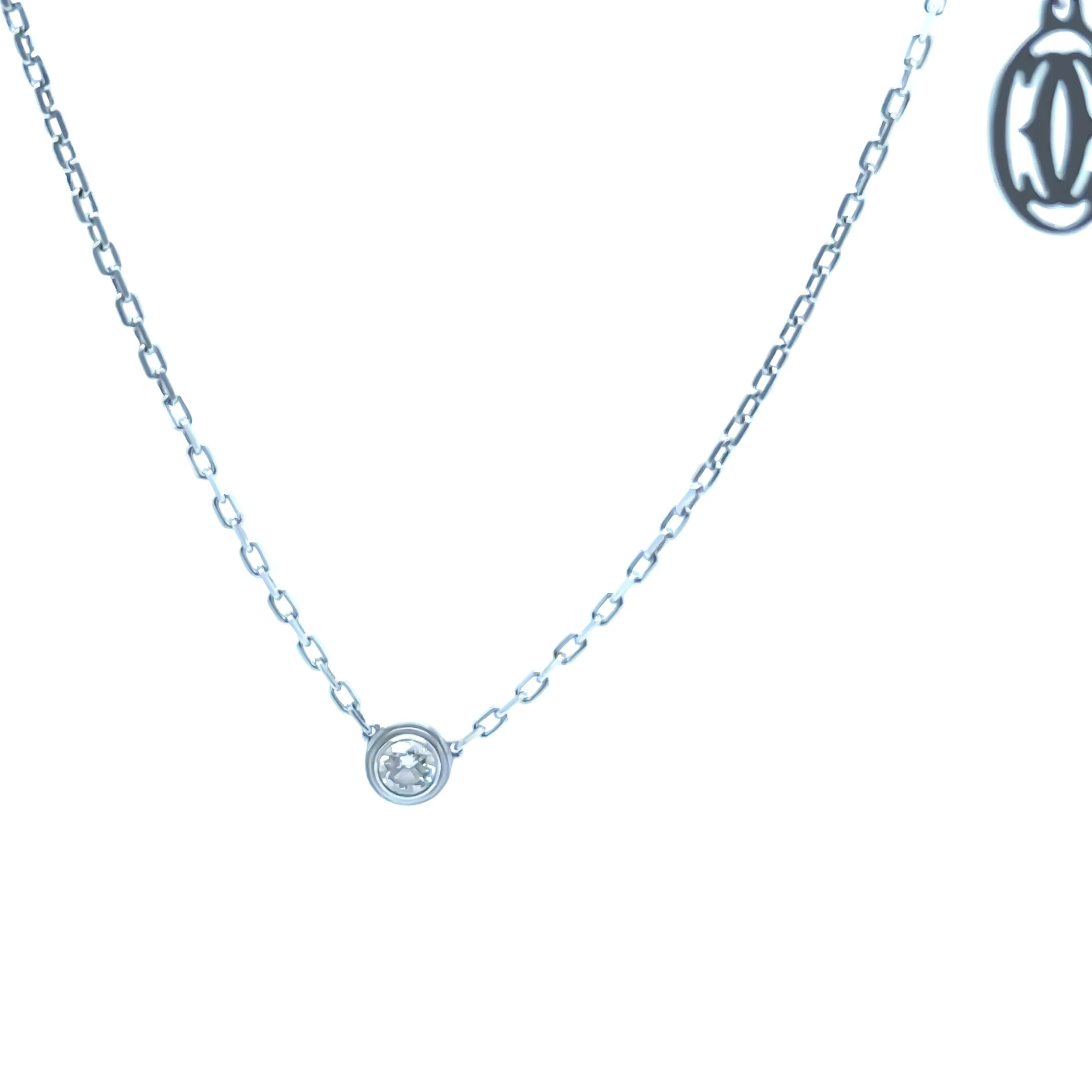 Cartier d’Amour 18ct White Gold XS Diamond Necklace 0.09ct - Image 2