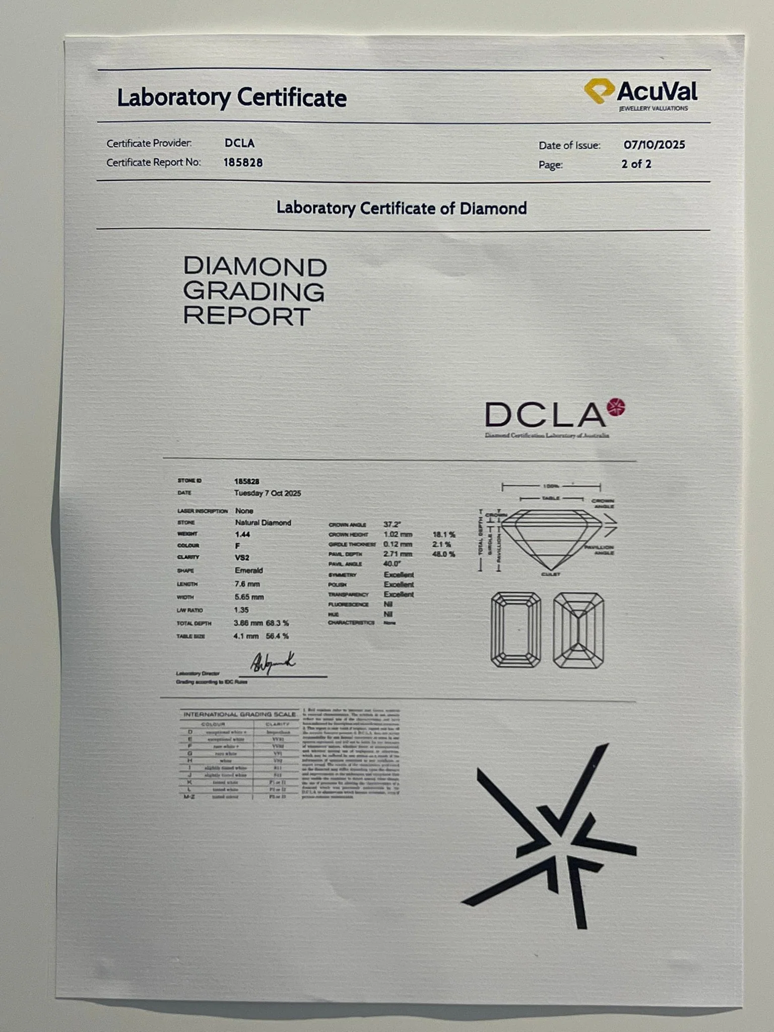 DCLA 18ct White Gold and Platinum Diamond Engagement Ring 1.94ct - Image 10