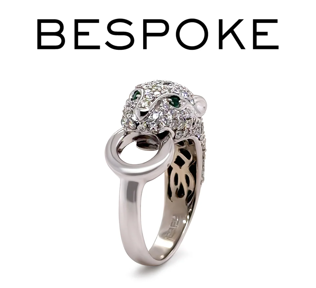 Effy Signature 14ct White Gold Diamond and Emerald Ring 0.67ct 7.66g