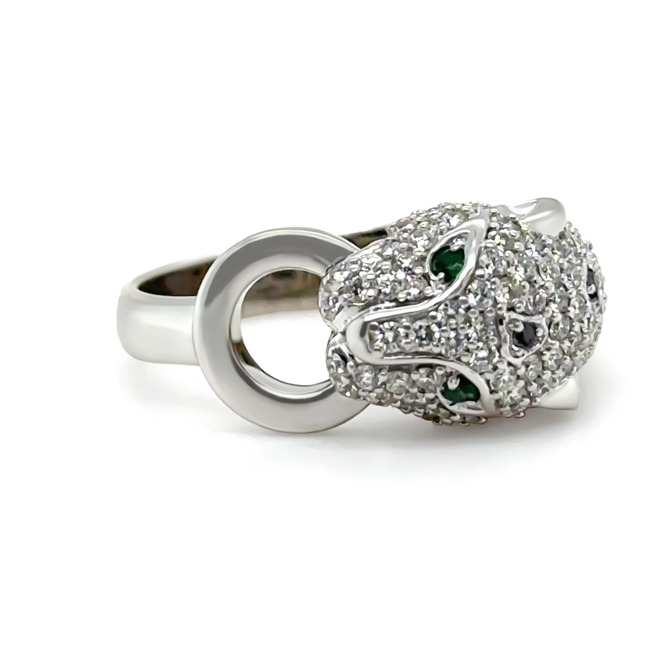Effy Signature 14ct White Gold Diamond and Emerald Ring 0.67ct 7.66g - Image 4
