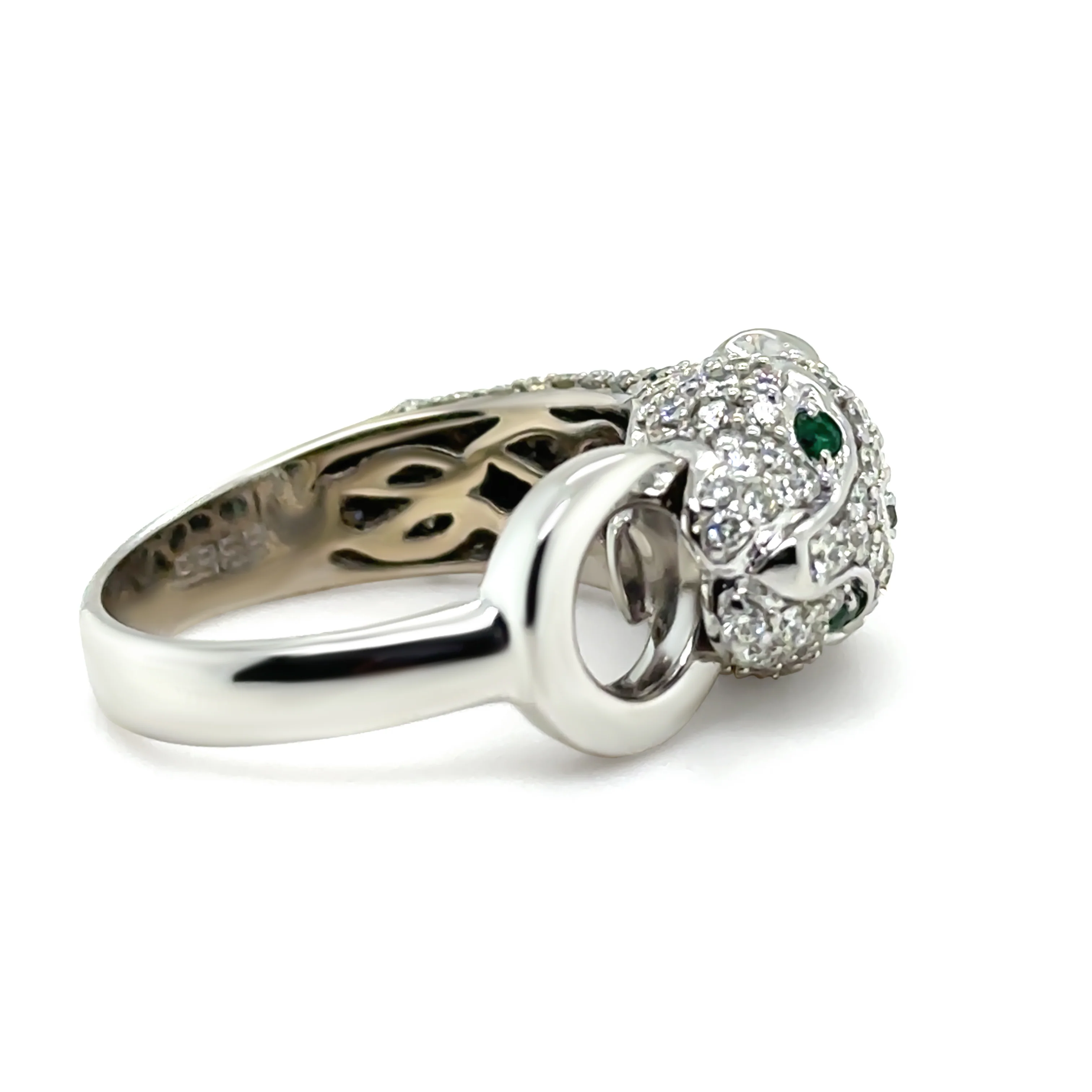 Effy Signature 14ct White Gold Diamond and Emerald Ring 0.67ct 7.66g - Image 5