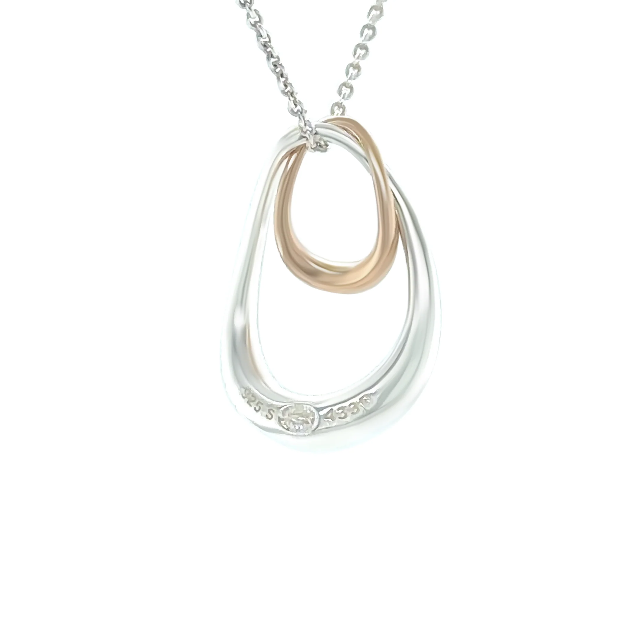 Georg Jensen 18ct Rose Gold & Sterling Silver Offspring Necklace 6.22g - Image 2