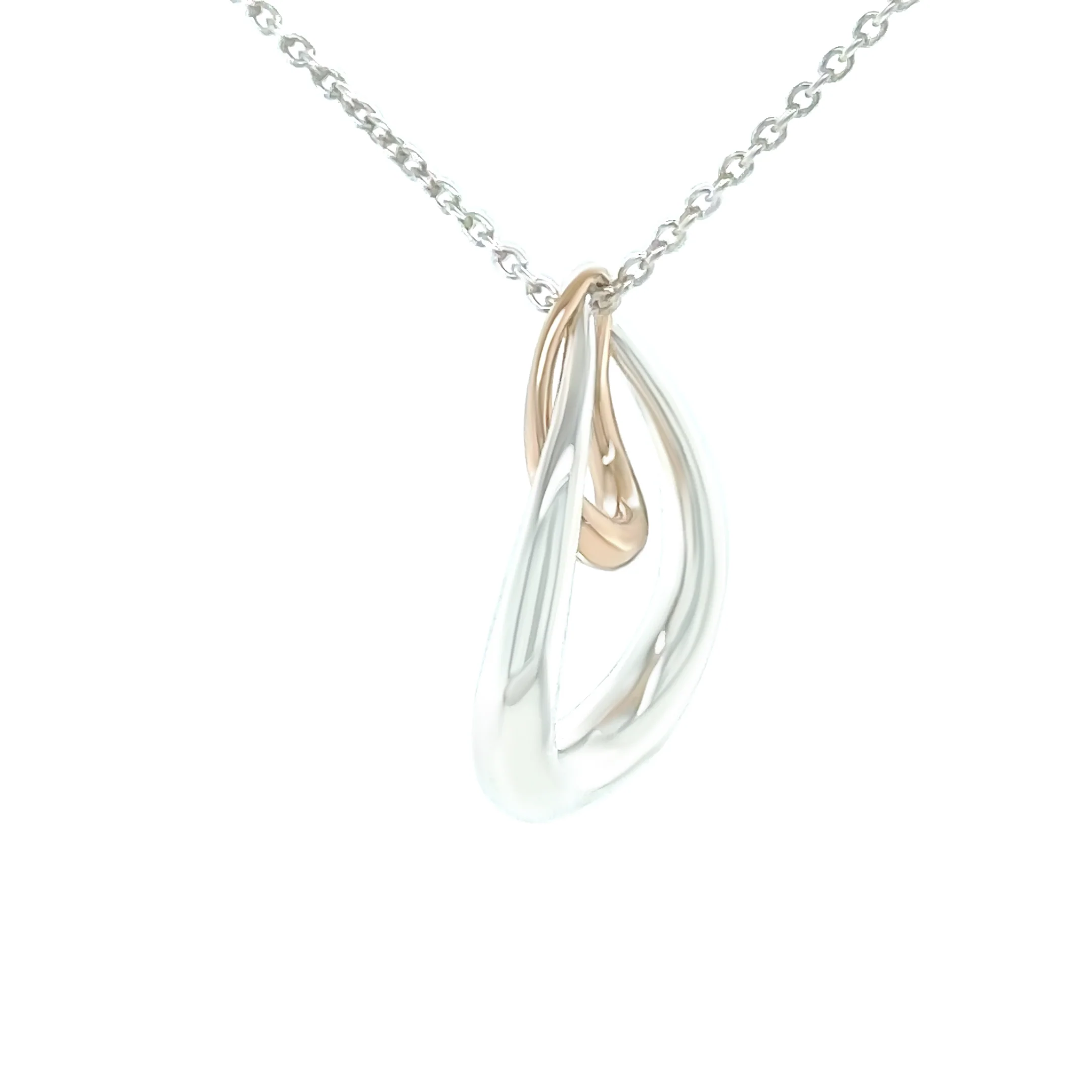 Georg Jensen 18ct Rose Gold & Sterling Silver Offspring Necklace 6.22g - Image 3