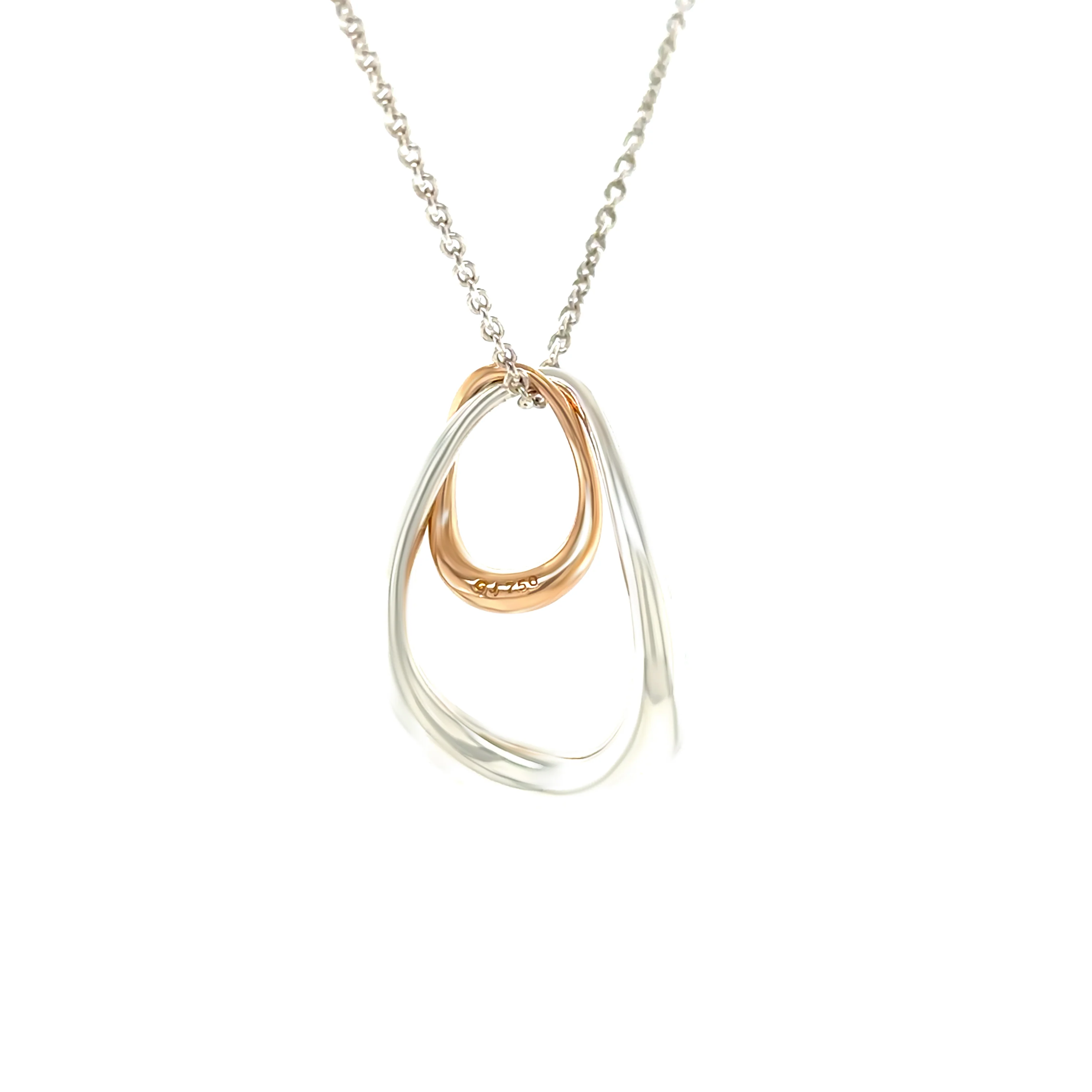 Georg Jensen 18ct Rose Gold & Sterling Silver Offspring Necklace 6.22g - Image 4