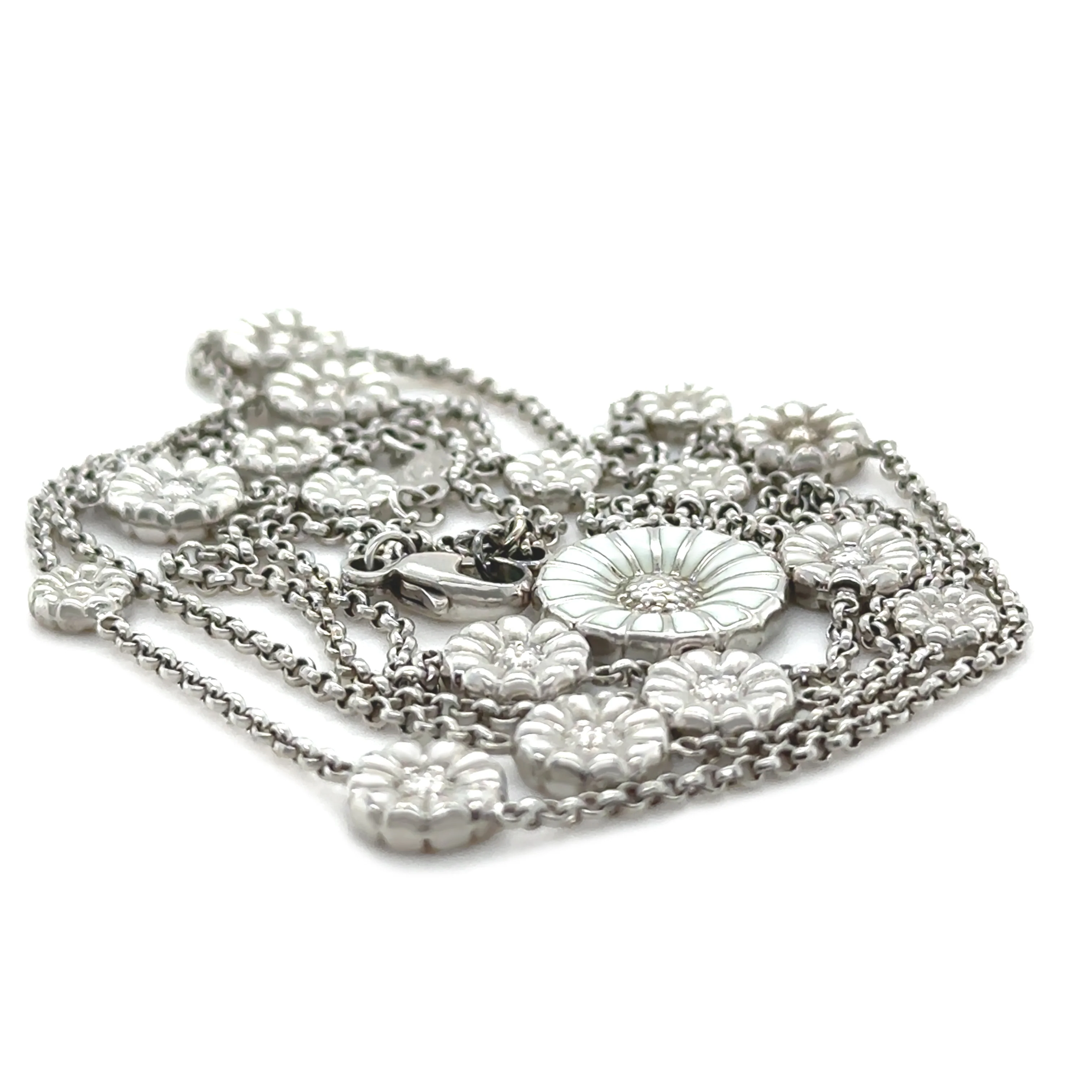 Georg Jensen Sterling Silver Daisy Long Necklace 12.5g - Image 2