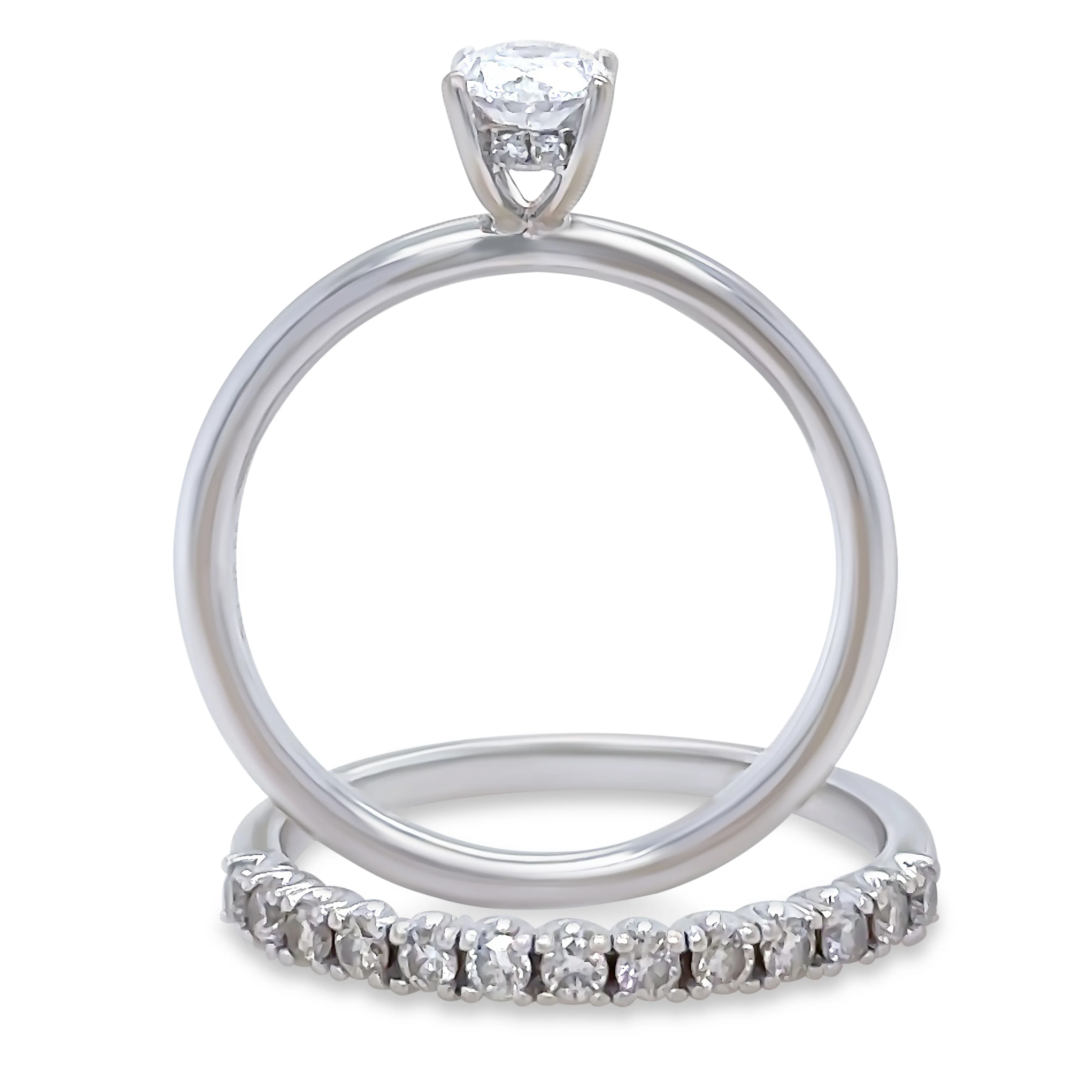 GIA 18ct White Gold Diamond Engagement Ring Set 1.04ct - Image 6