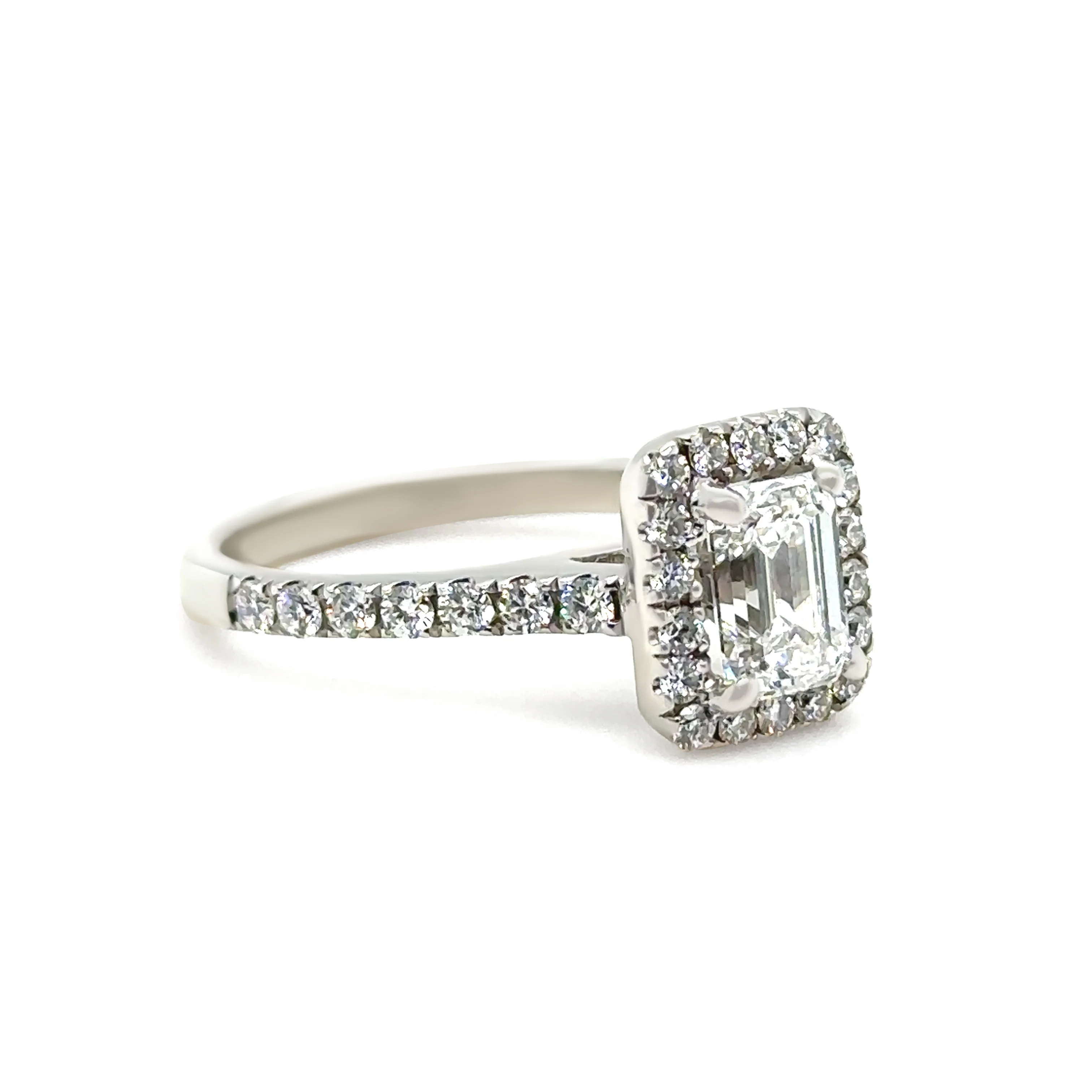 GIA 18ct White Gold Emerald Cut Diamond Engagement Ring 1.59ct - Image 2