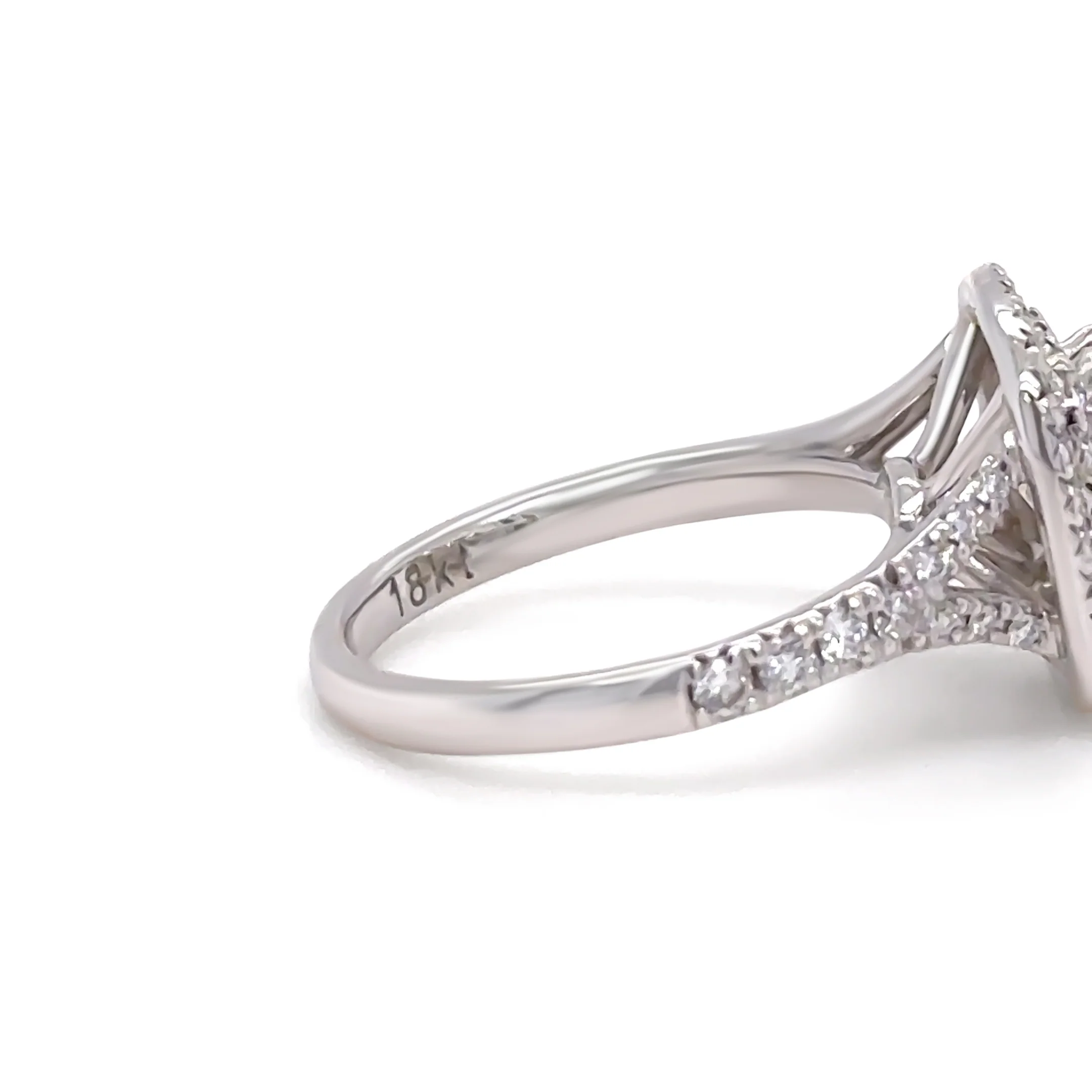 GIA 18ct White Gold Emerald Cut Diamond Halo Ring 2.15ct 5.20g - Image 6