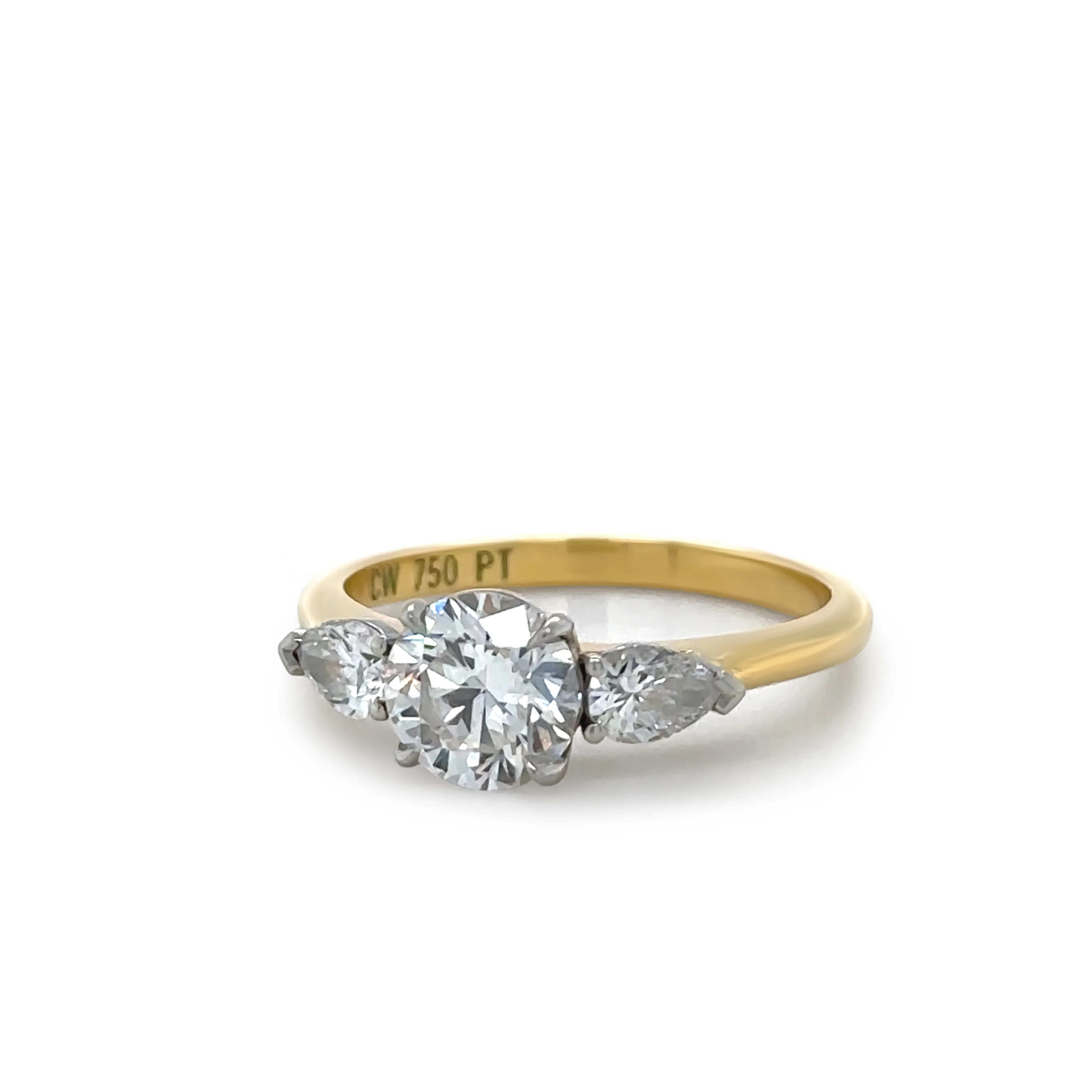 GIA 18ct Yellow Gold & Platinum Diamond Engagement Ring 1.37ct 3.7g - Image 2