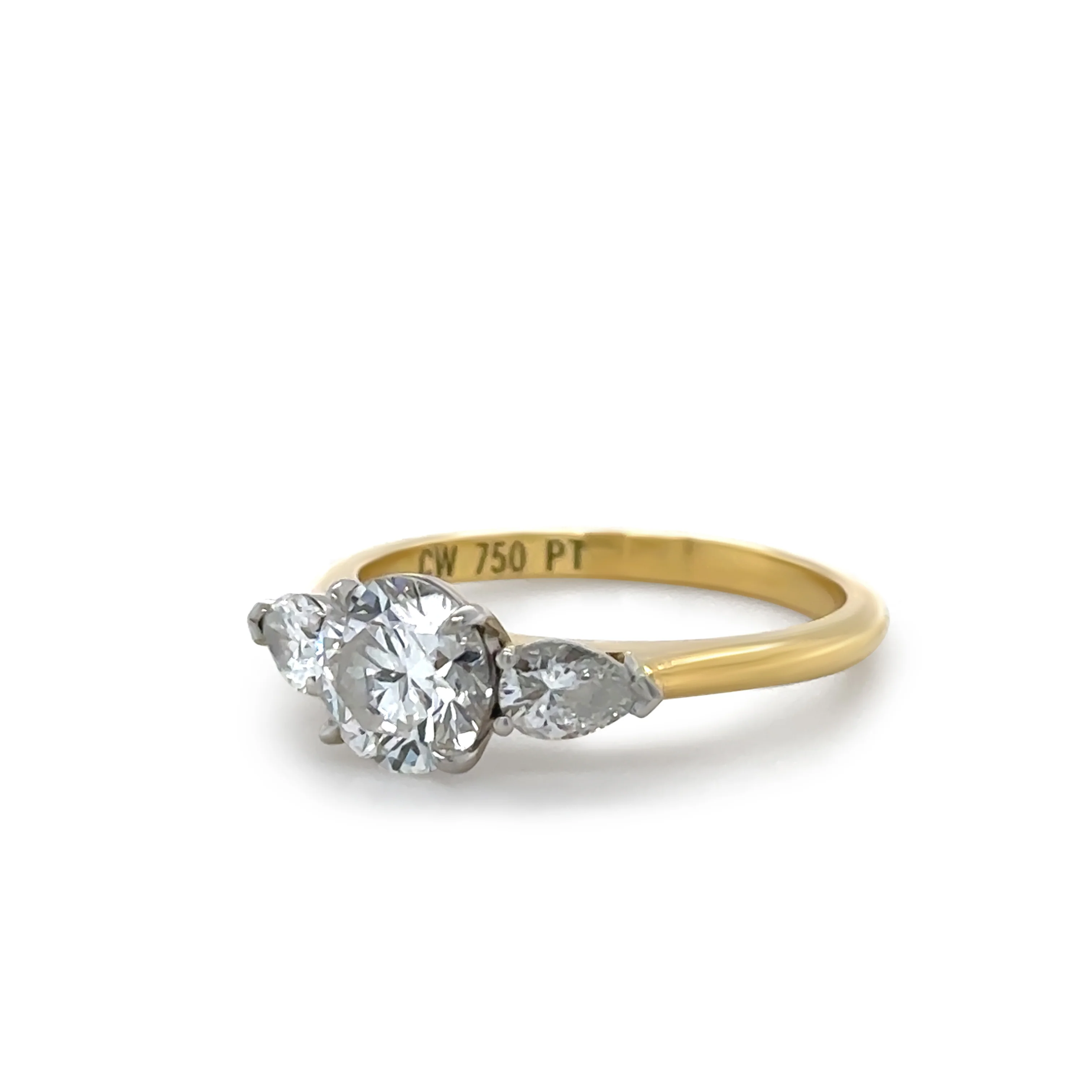 GIA 18ct Yellow Gold & Platinum Diamond Engagement Ring 1.37ct 3.7g - Image 3