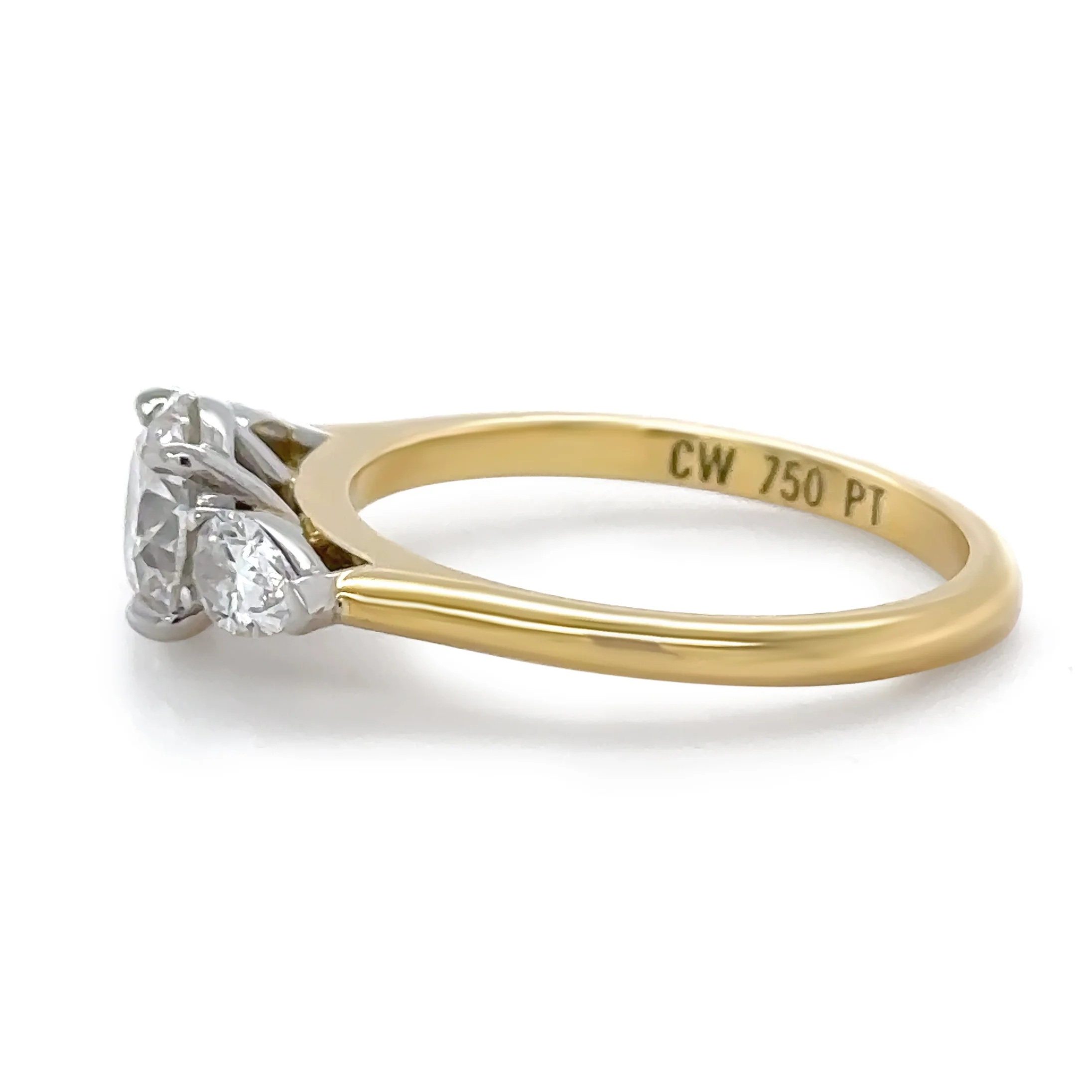 GIA 18ct Yellow Gold & Platinum Diamond Engagement Ring 1.37ct 3.7g - Image 4