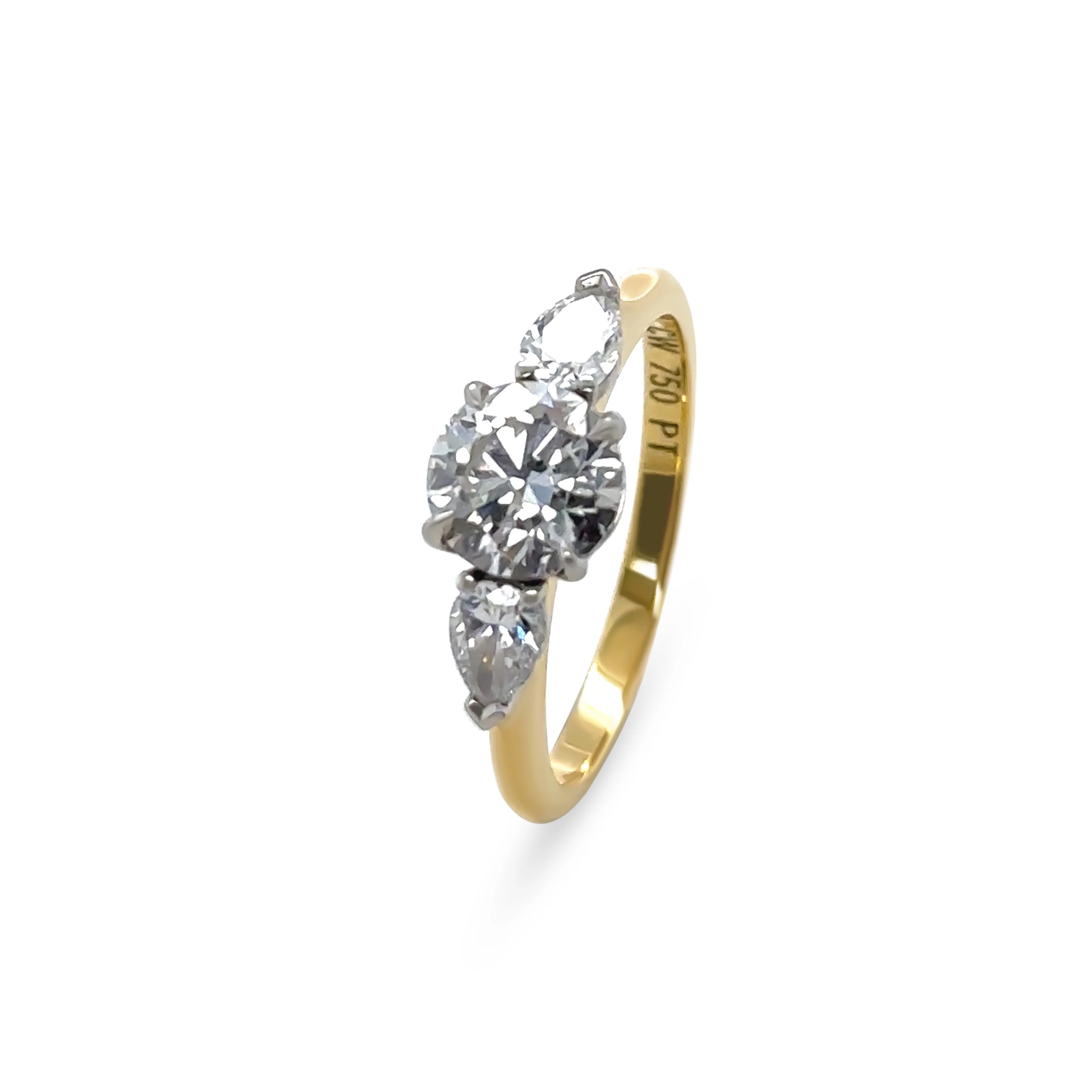 GIA 18ct Yellow Gold & Platinum Diamond Engagement Ring 1.37ct 3.7g - Image 7