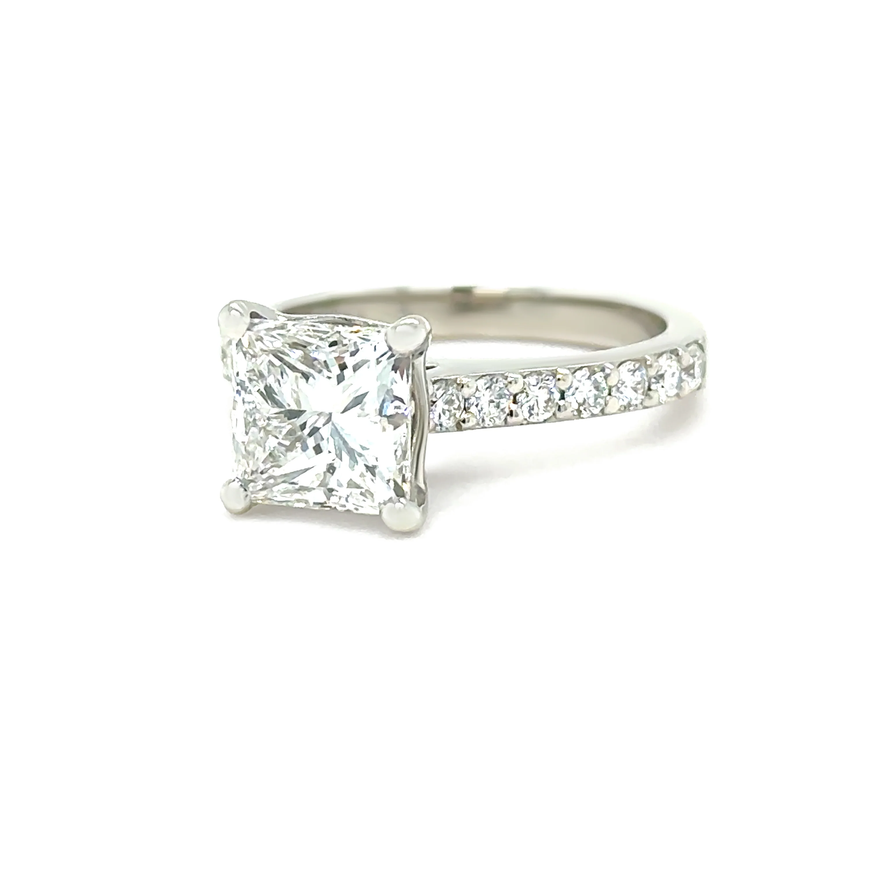 GIA Platinum Princess Cut Diamond Engagement Ring 3.02ct 7.9g - Image 2