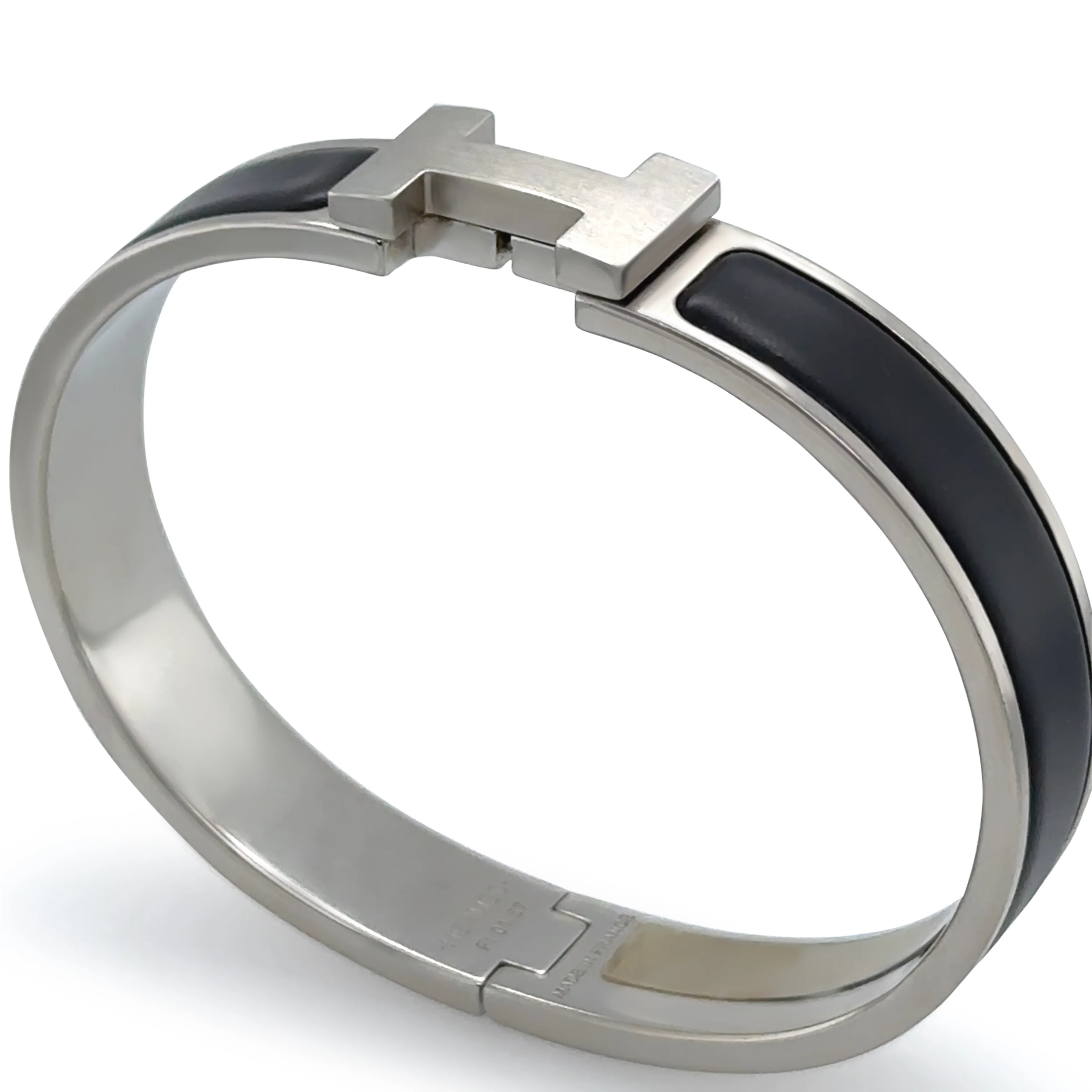 Hermès Clic H Bracelet Palladium-Plated Black - Image 2