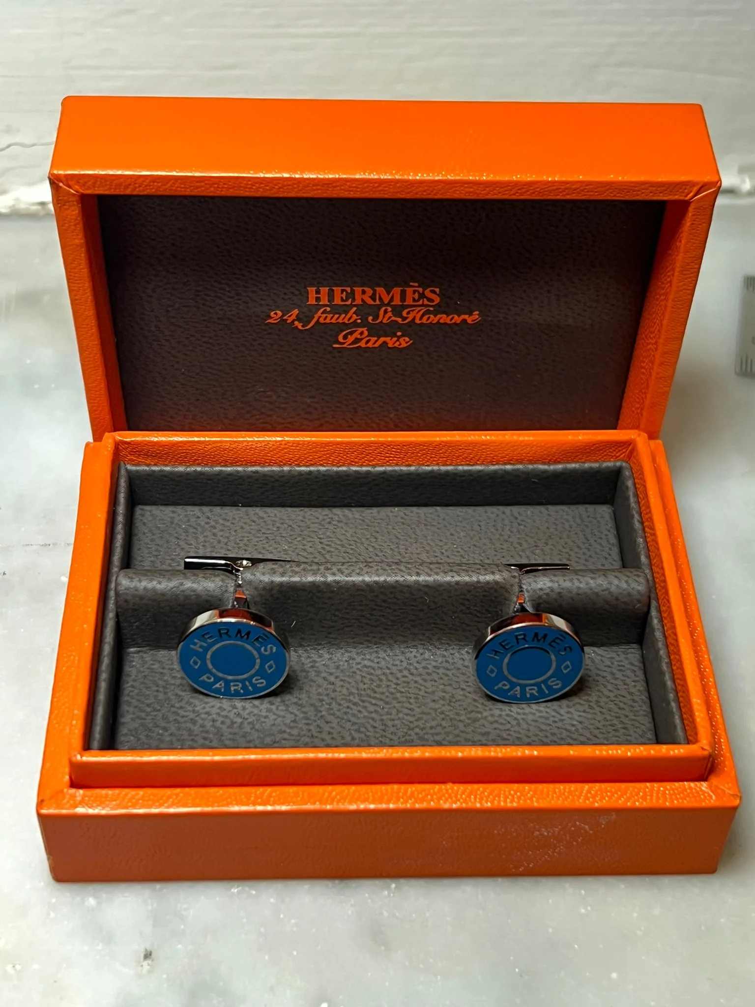 Hermès Licol 2 Bleu Sapphire Cufflinks 9.78g - Image 6
