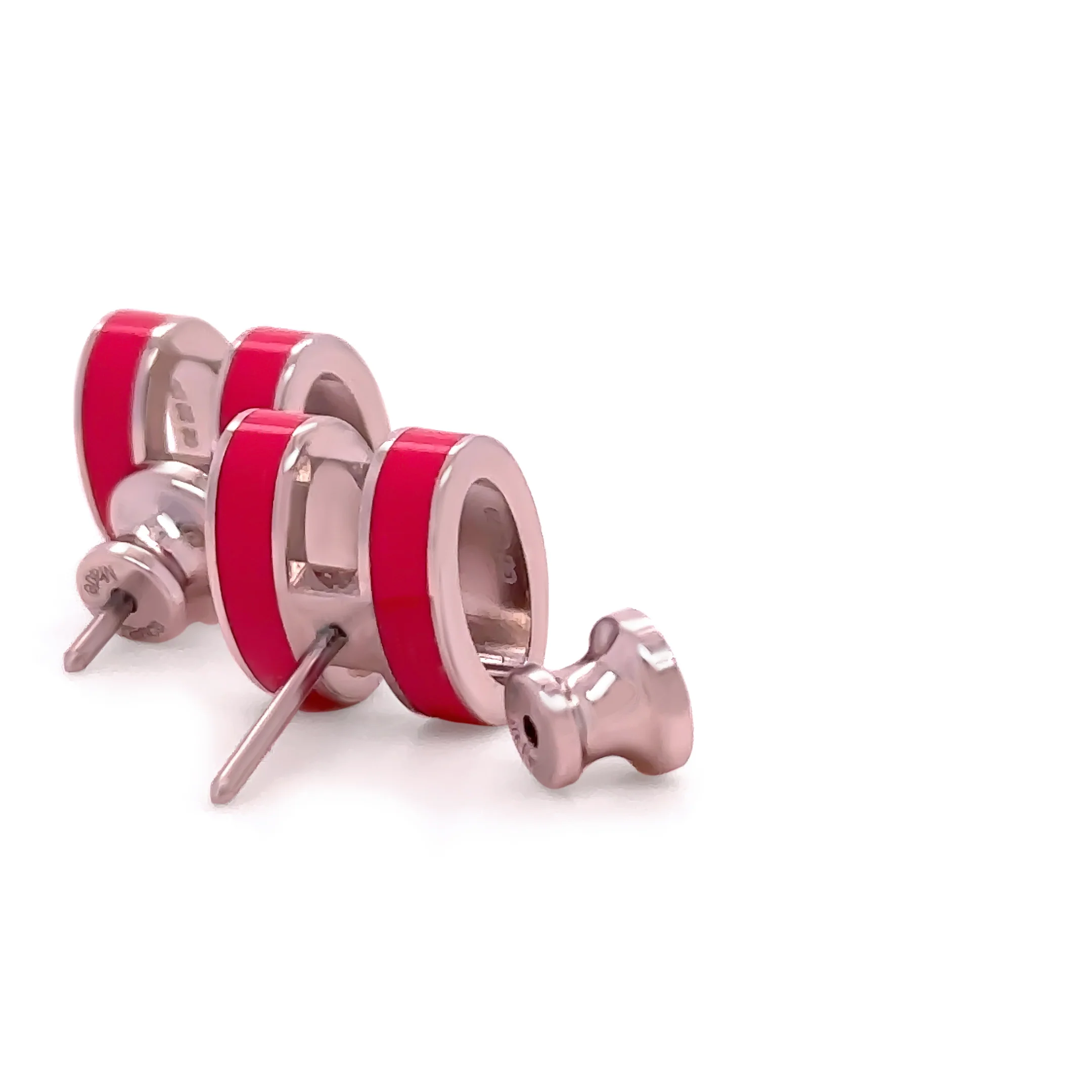 Hermès Mini Pop Pink H Palladium-Plated Earrings 5.52g - Image 4