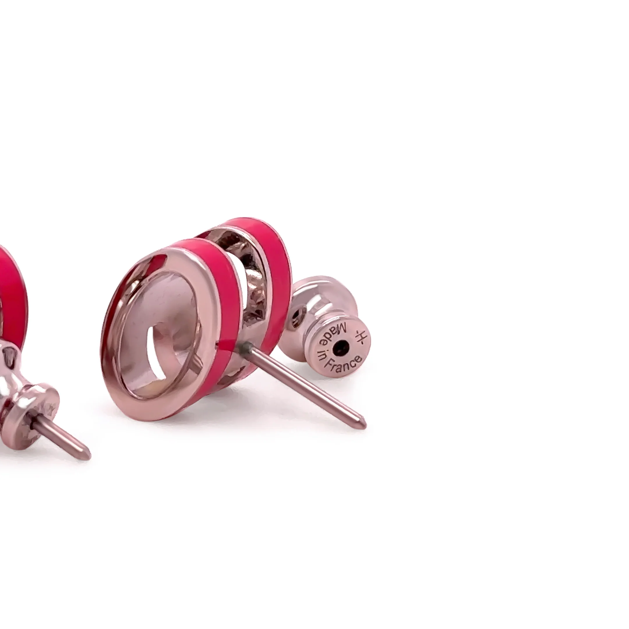 Hermès Mini Pop Pink H Palladium-Plated Earrings 5.52g - Image 5