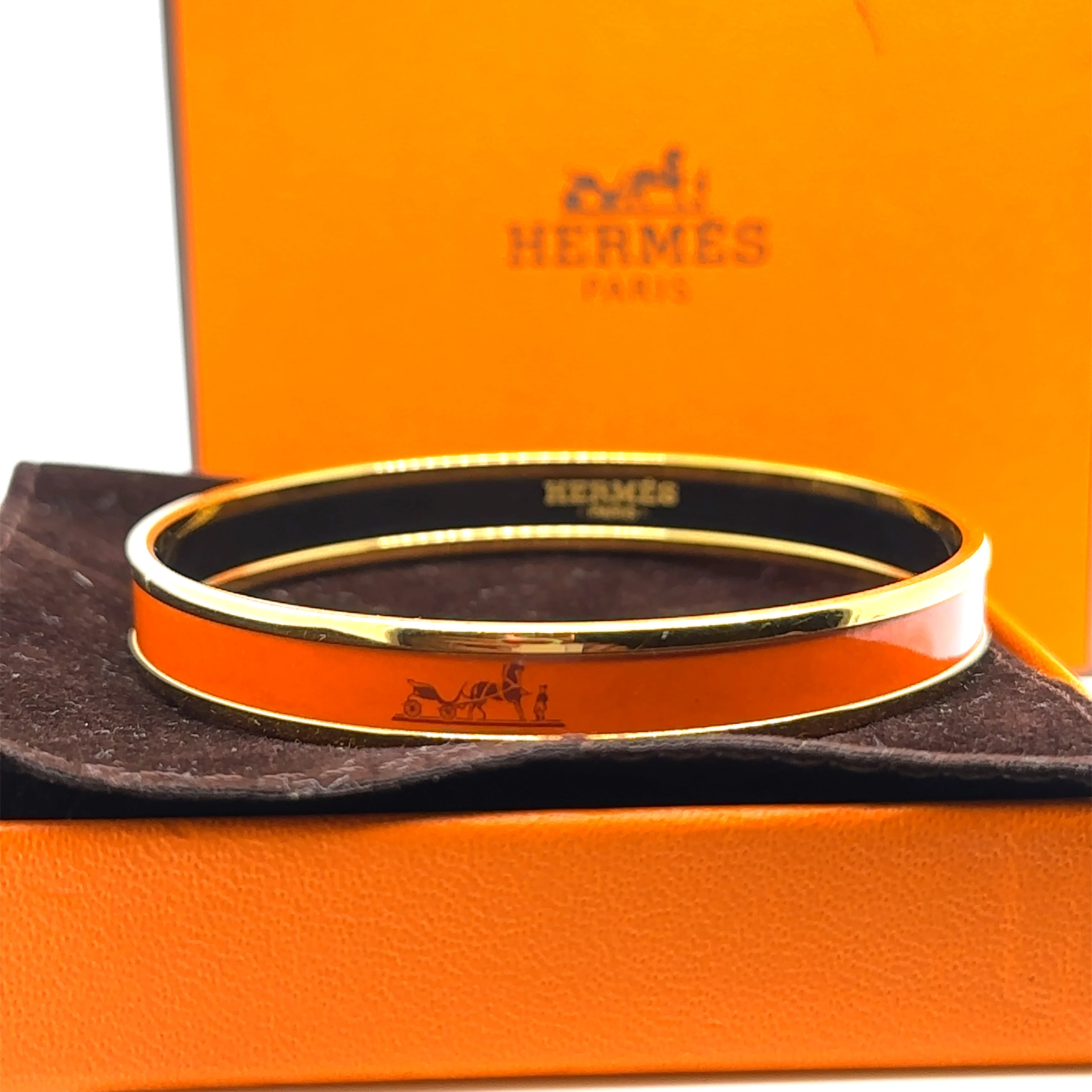 Hermes Uni Bangle Extra Narrow Orange - Image 10