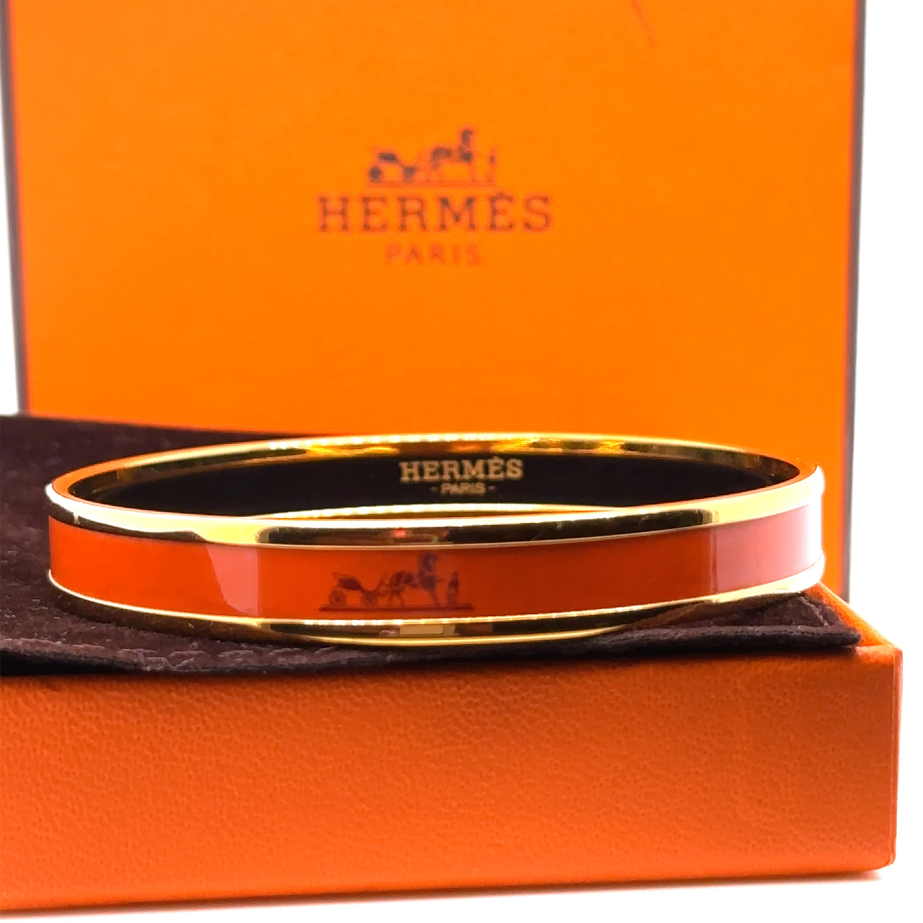 Hermes Uni Bangle Extra Narrow Orange - Image 9