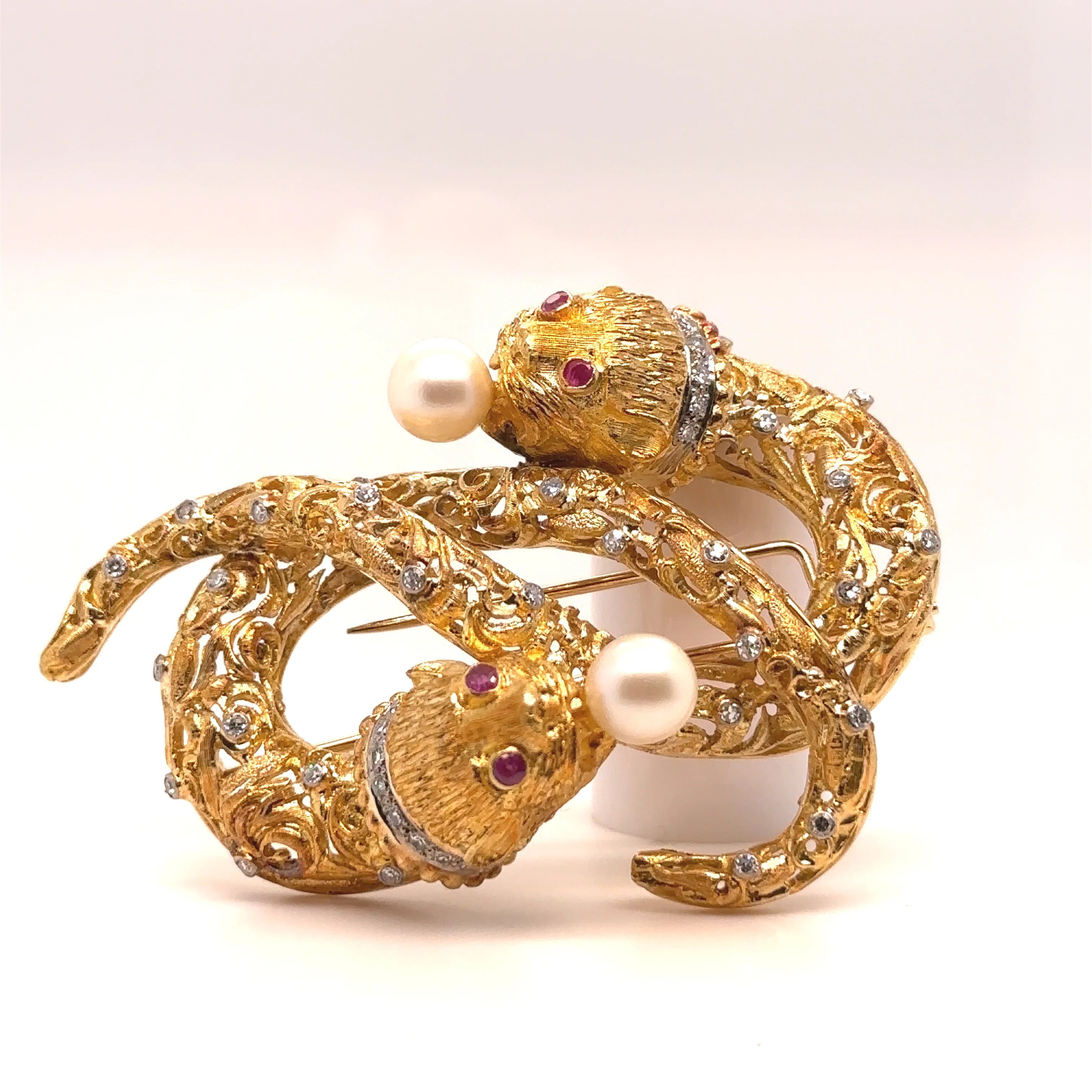 Ilias Lalaounis Vintage Intertwined Chimeras Brooch - Image 2