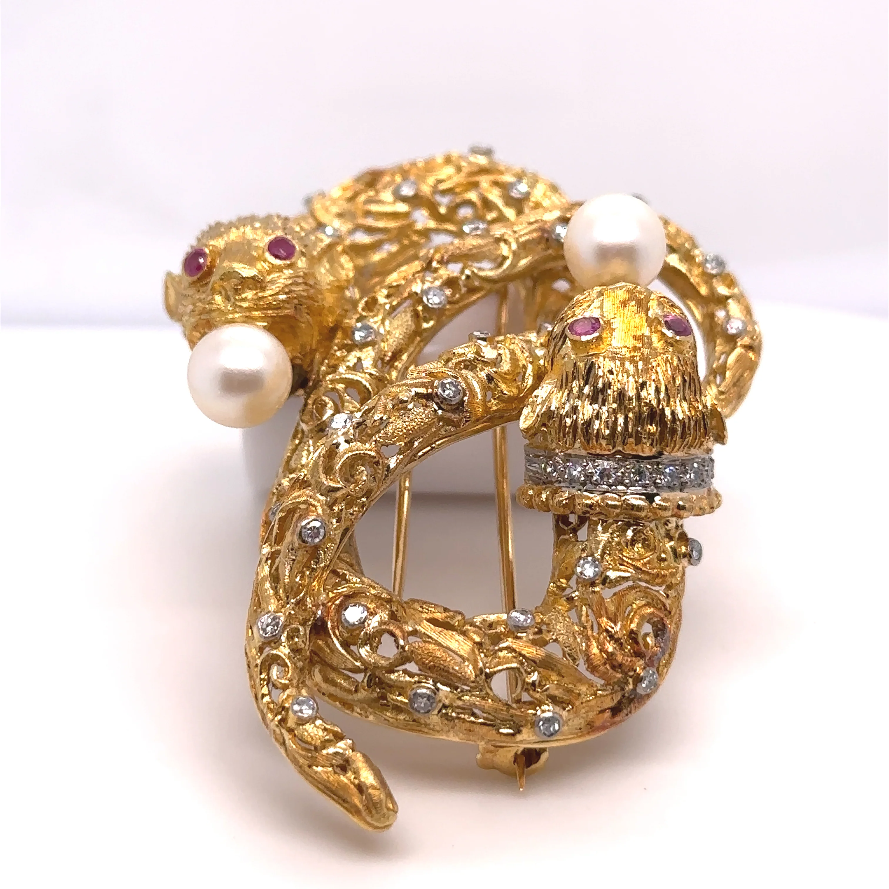 Ilias Lalaounis Vintage Intertwined Chimeras Brooch - Image 5