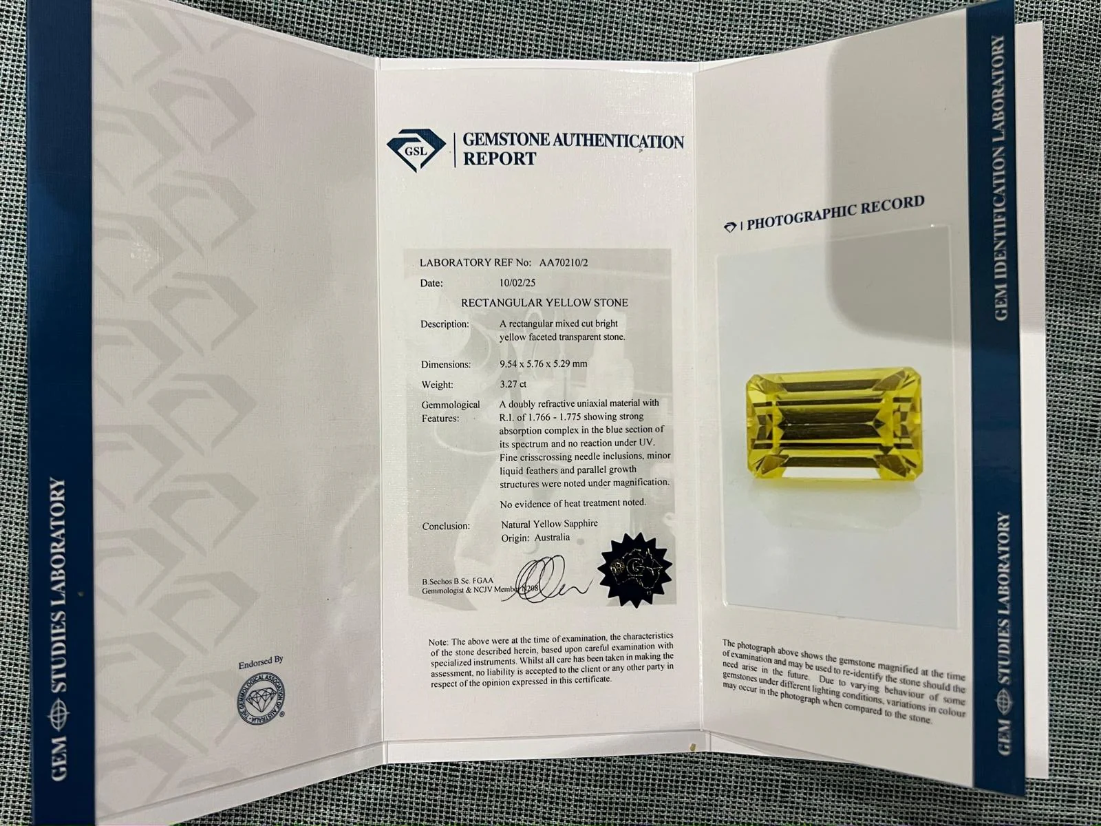 Loose Emerald-Cut Natural Yellow Sapphire 3.27ct - Image 11