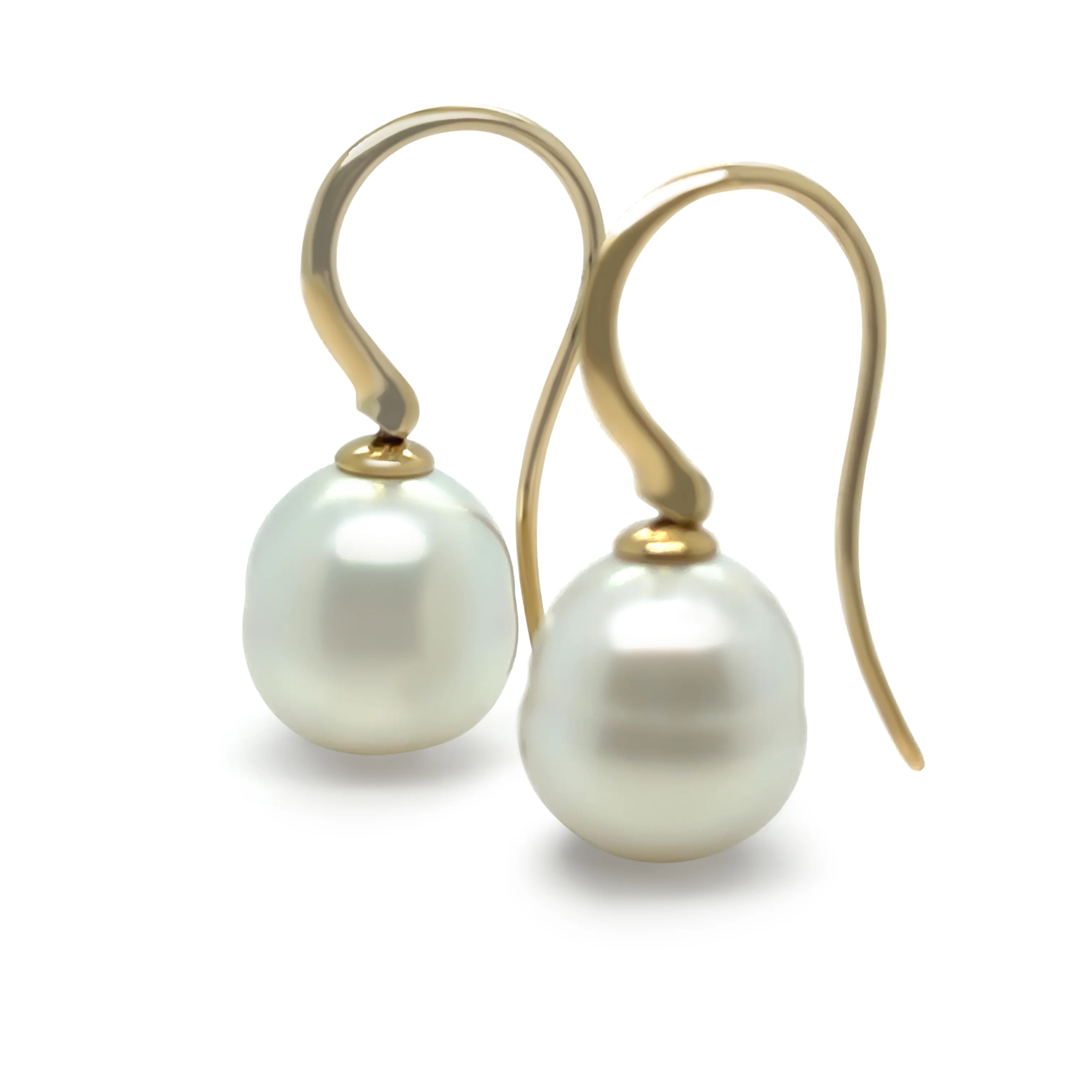 Paspaley 18ct Yellow Gold Keel Edge South Sea Pearl Earrings 10-11mm 6.64g - Image 2