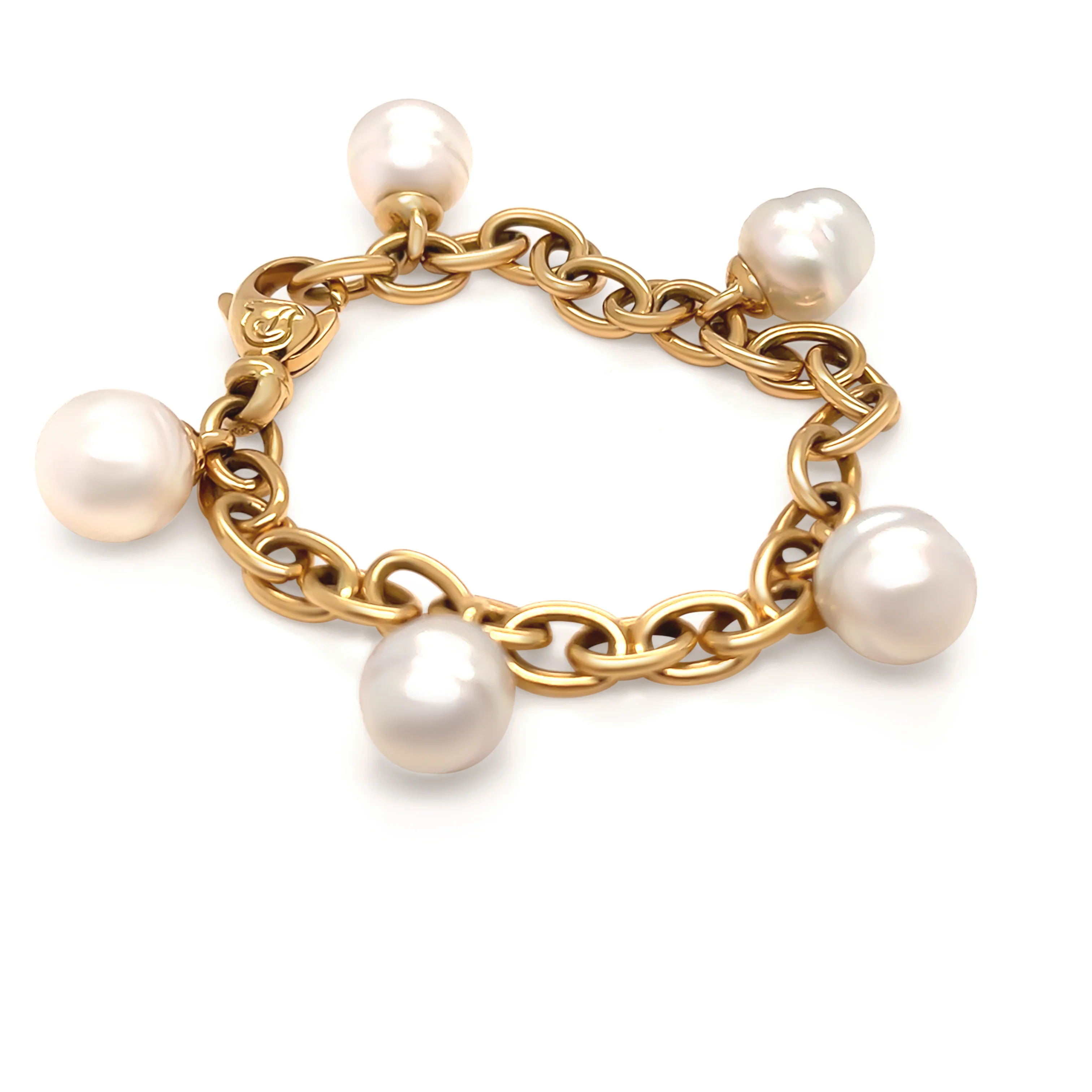 Paspaley 18ct Yellow Gold White South Sea Pearl Bracelet 37.5g - Image 2