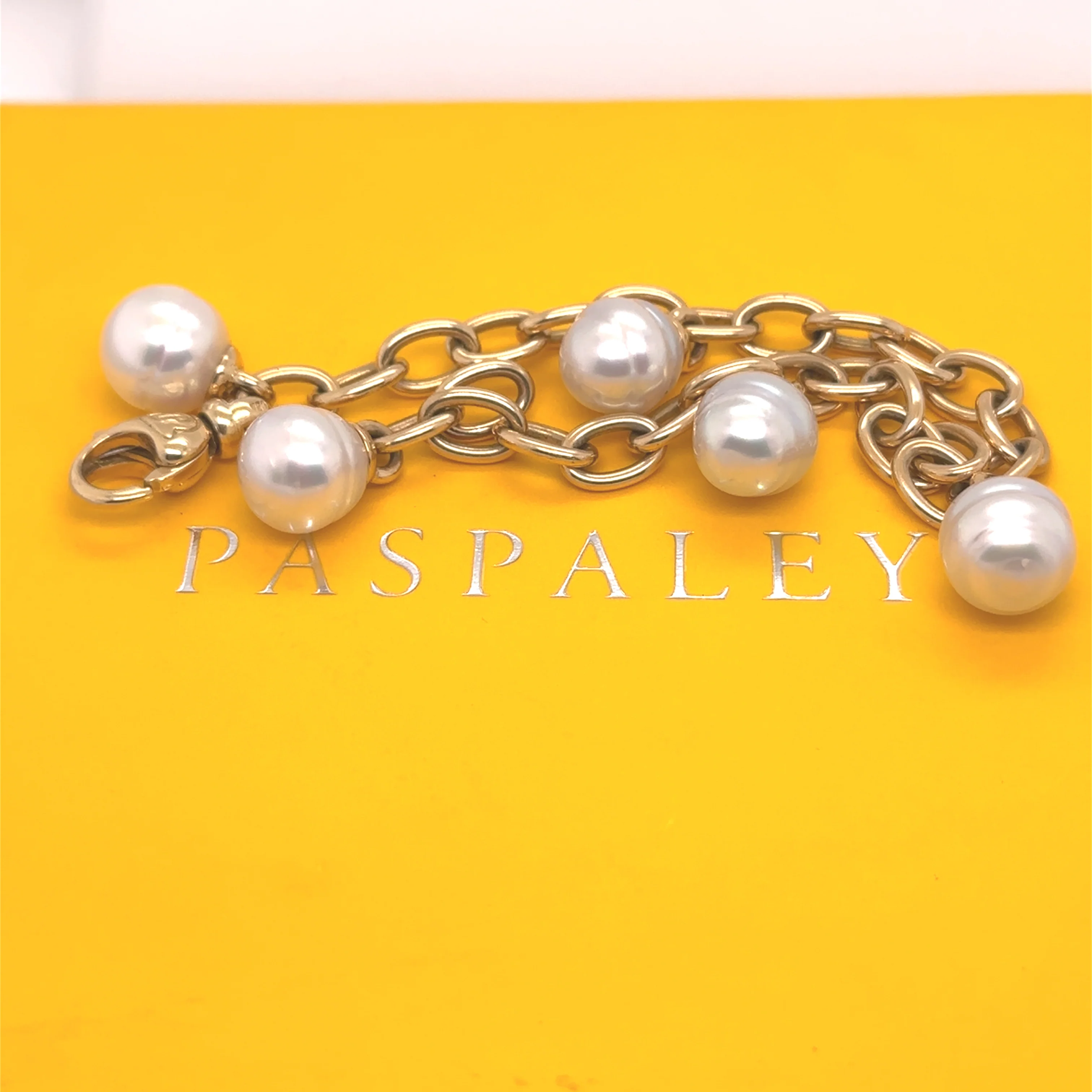 Paspaley 18ct Yellow Gold White South Sea Pearl Bracelet 37.5g - Image 5