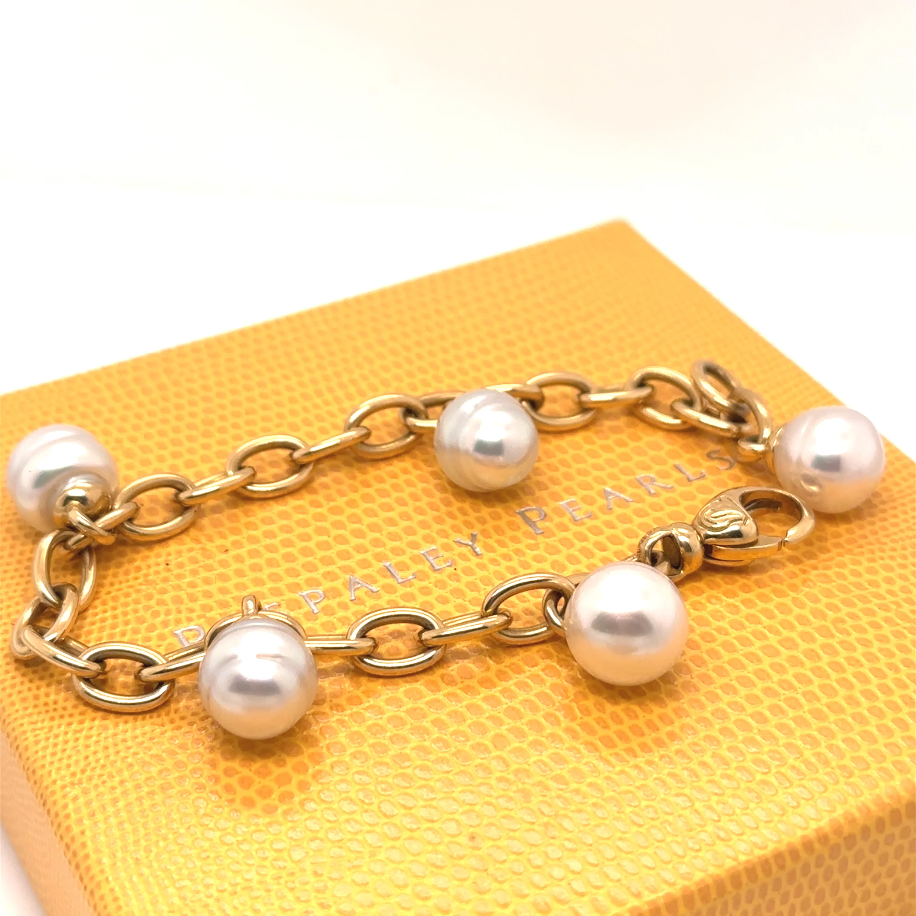 Paspaley 18ct Yellow Gold White South Sea Pearl Bracelet 37.5g - Image 7