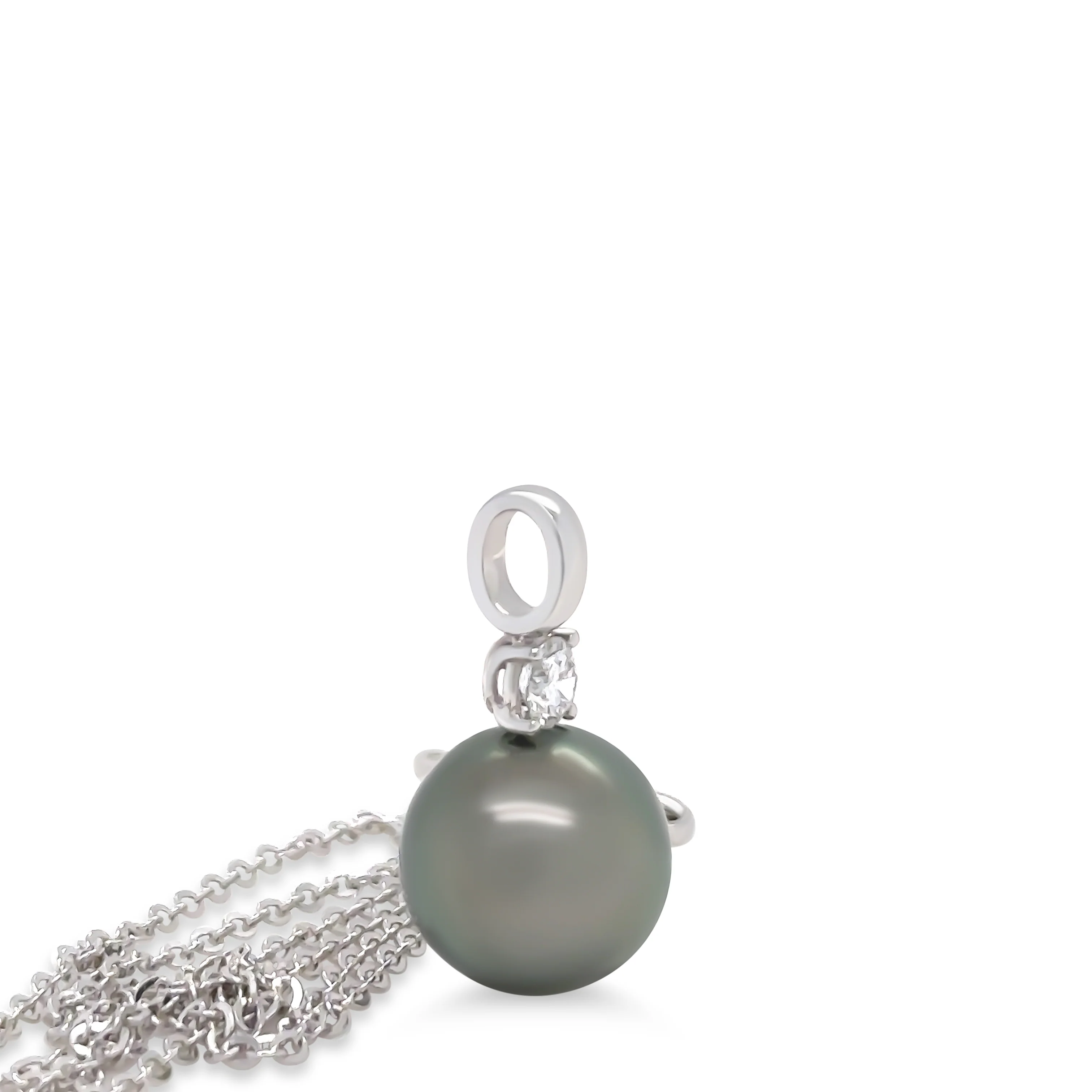 Paspaley 18ct White Gold Tahitian Pearl & Diamond Necklace 0.25ct - Image 3