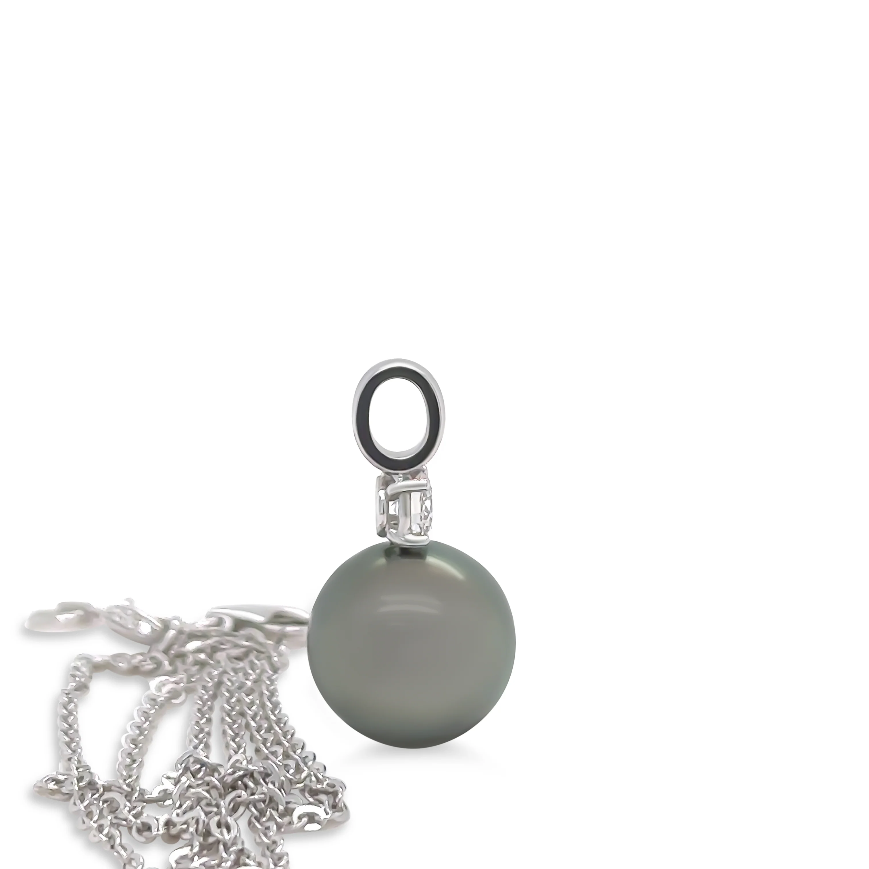 Paspaley 18ct White Gold Tahitian Pearl & Diamond Necklace 0.25ct - Image 4