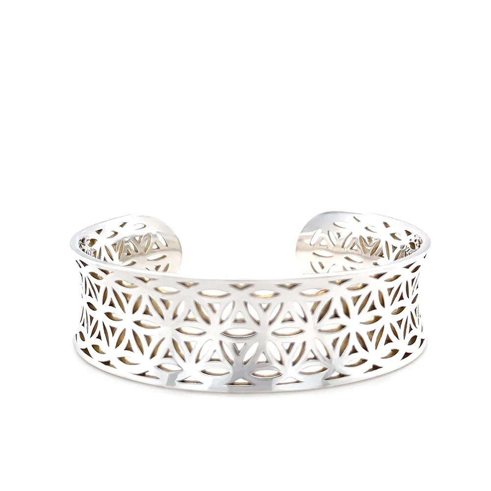 Sterling Silver Cut-Out Pattern Cuff Bangle 37.6g - Image 3