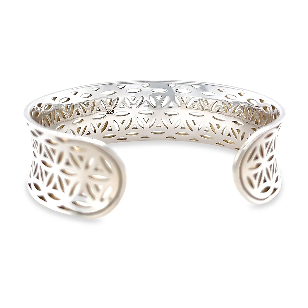 Sterling Silver Cut-Out Pattern Cuff Bangle 37.6g - Image 4