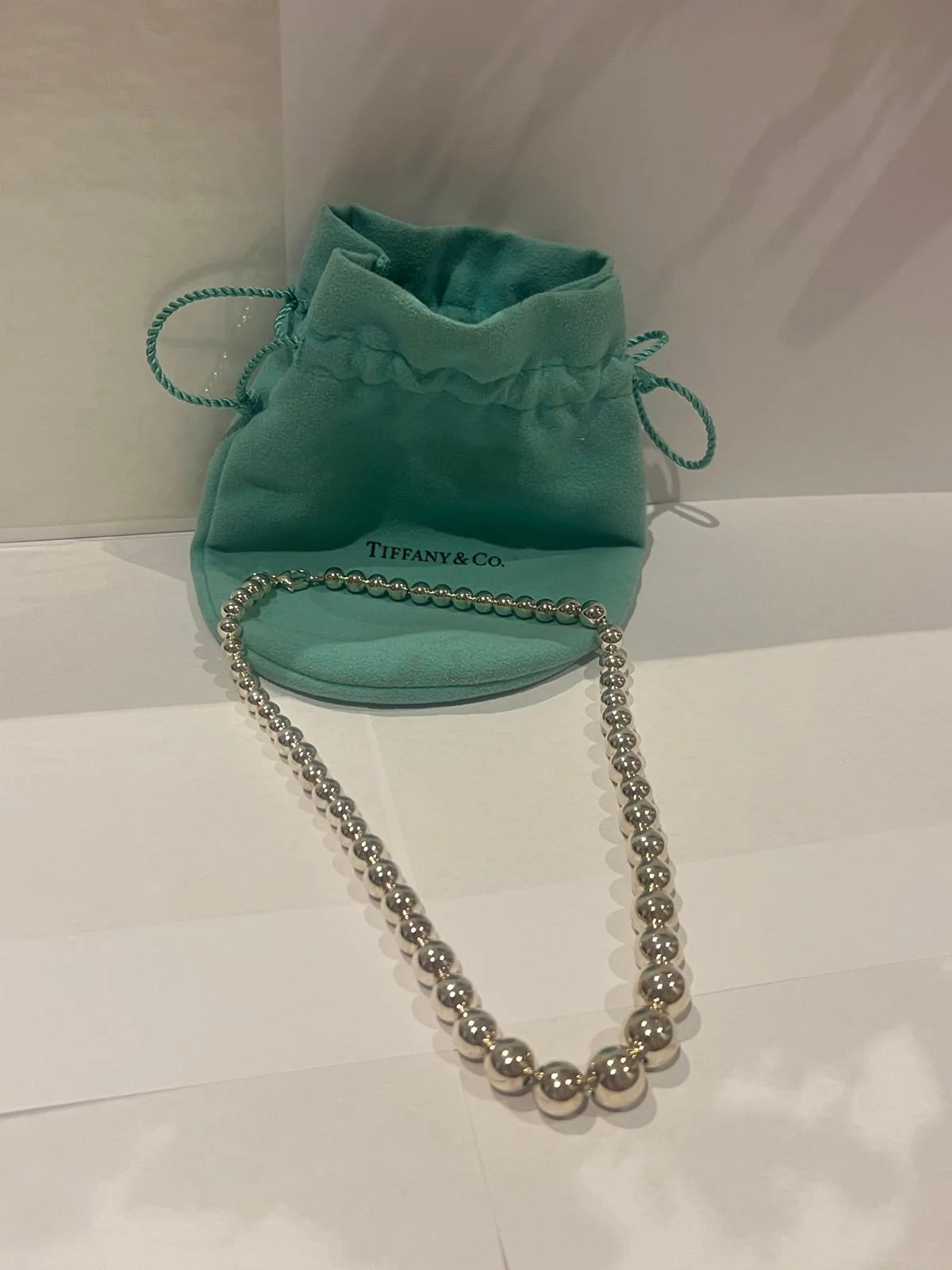 Tiffany and Co Sterling Silver Graduated Ball Necklace - Image 4