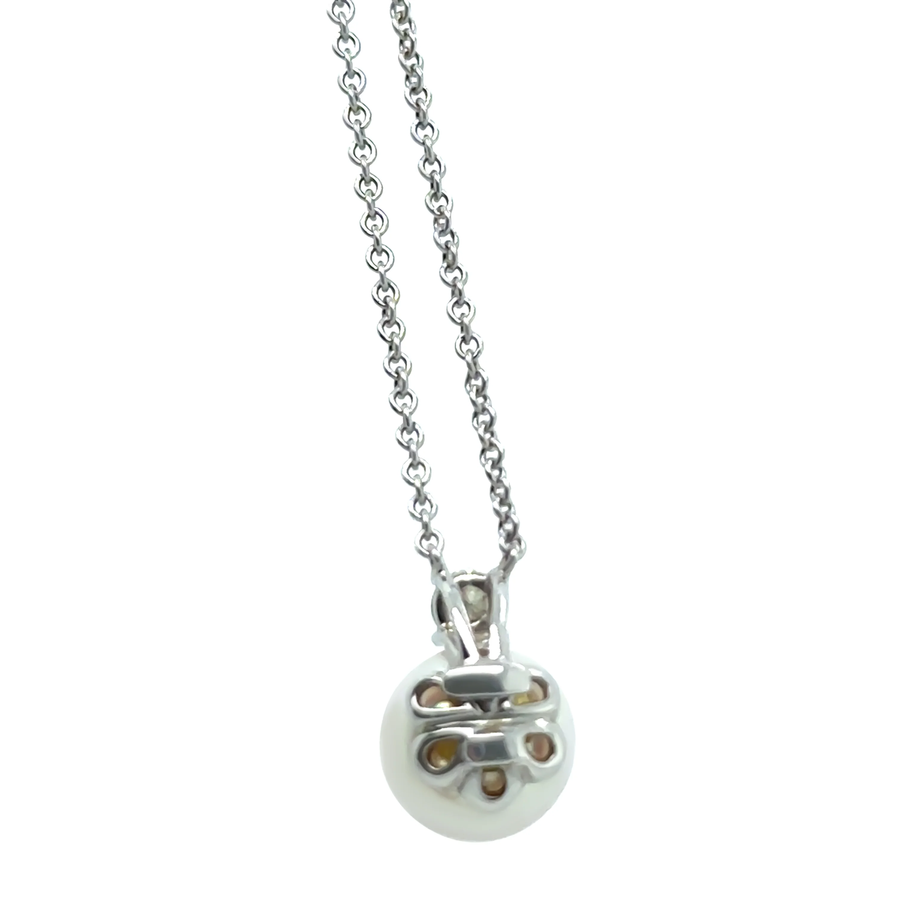 Tiffany & Co. 18ct White Gold Akoya Pearl Diamond Pendant Necklace 2.63g - Image 3